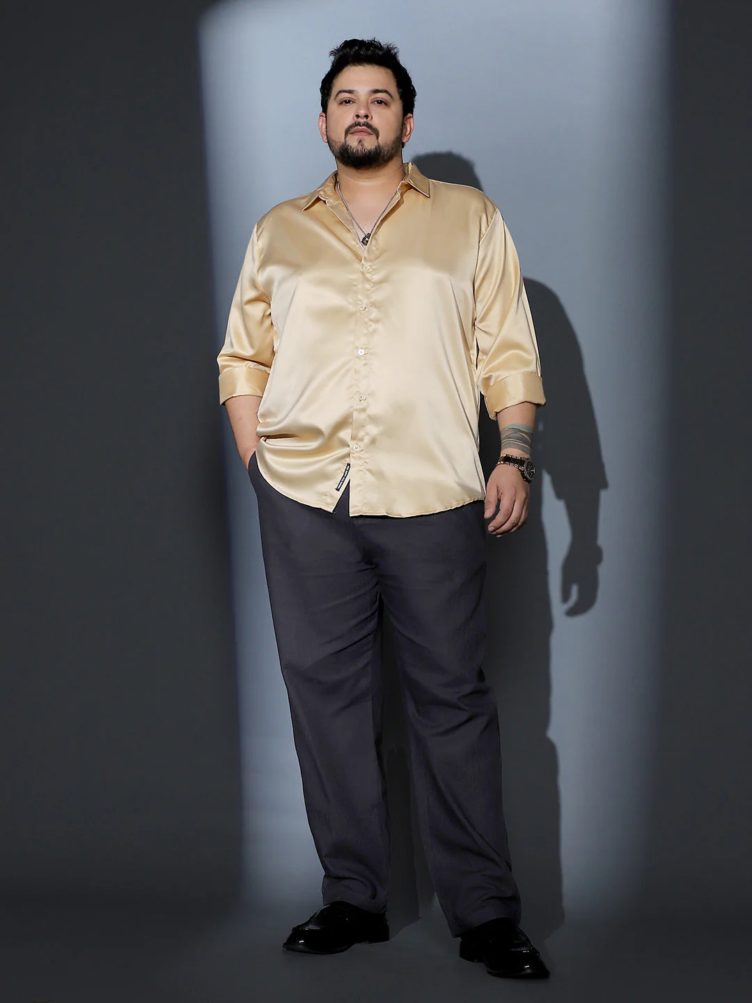 Solid-Satin Regular Shirt - Image 5
