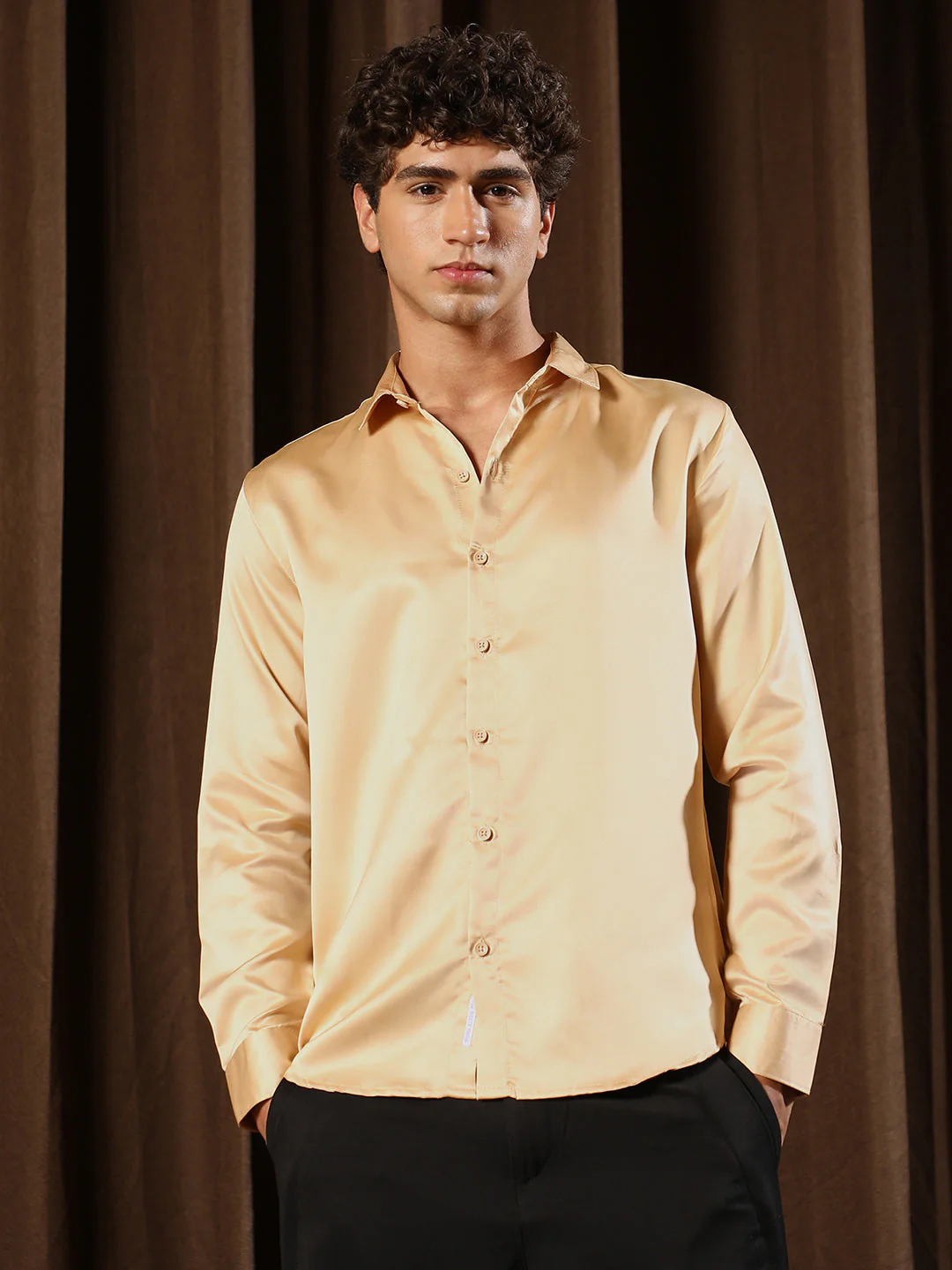 Solid-Satin Regular Shirt - Image 2