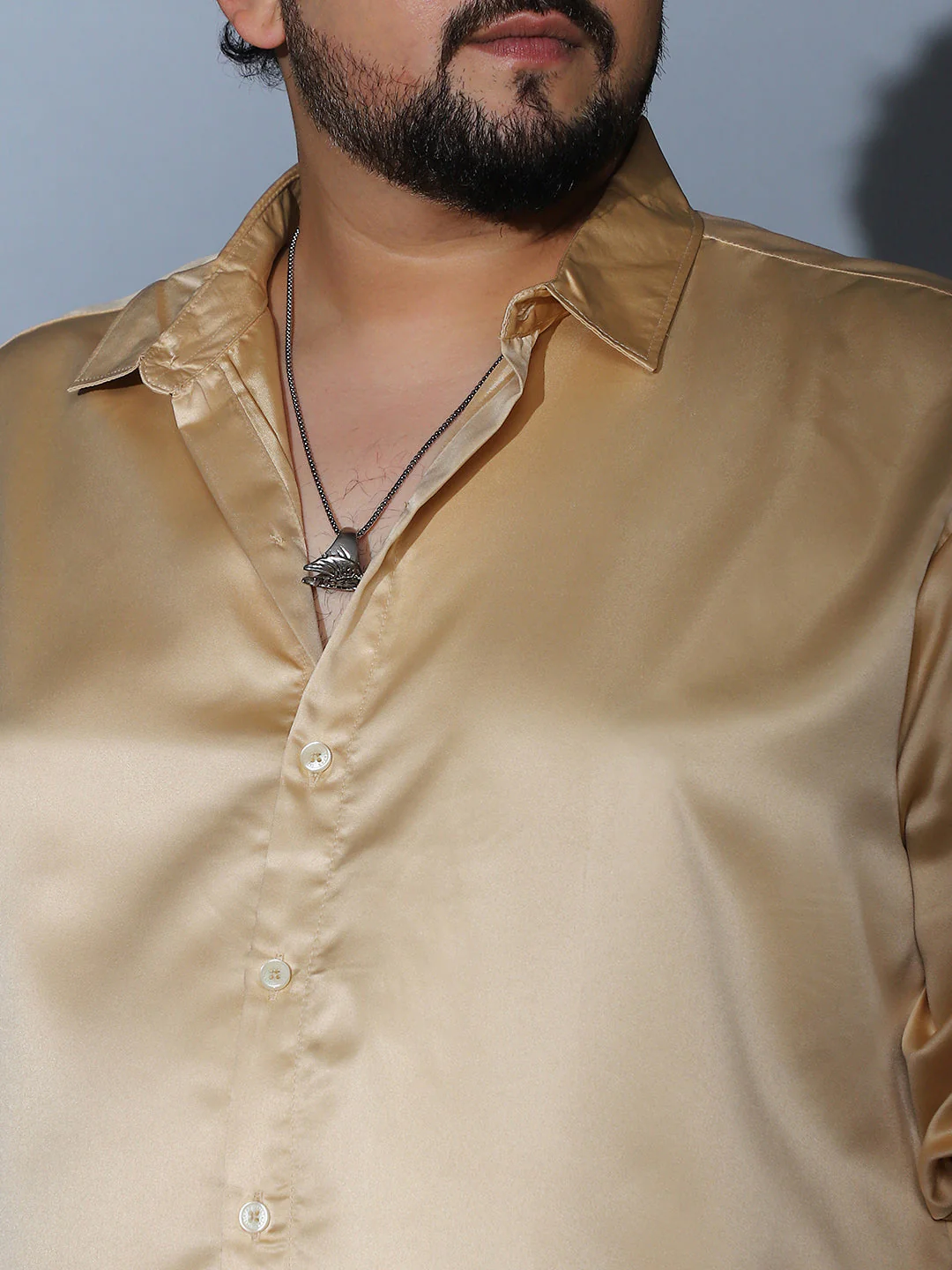 Solid-Satin Regular Shirt - Image 7