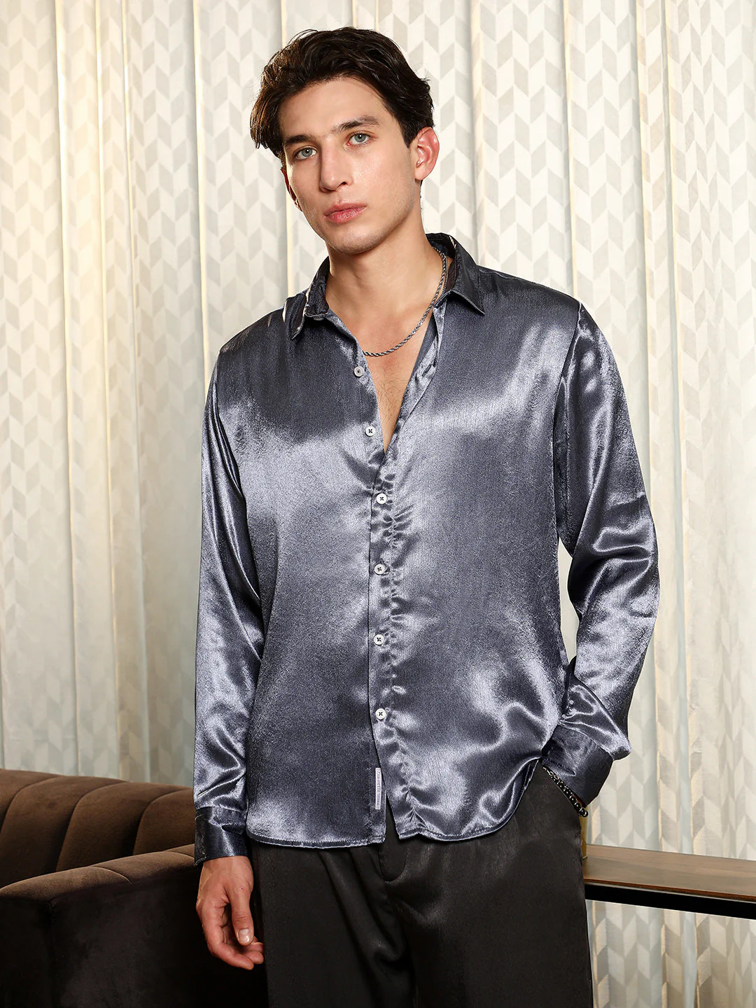 Solid Satin Shirt - Image 2