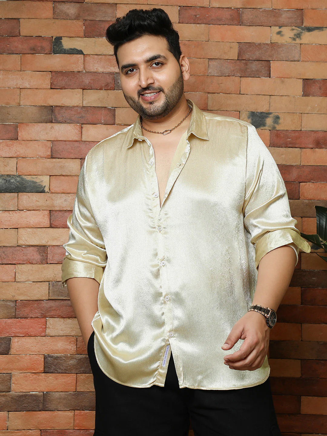 Solid Satin-Weave Shirt - Image 2
