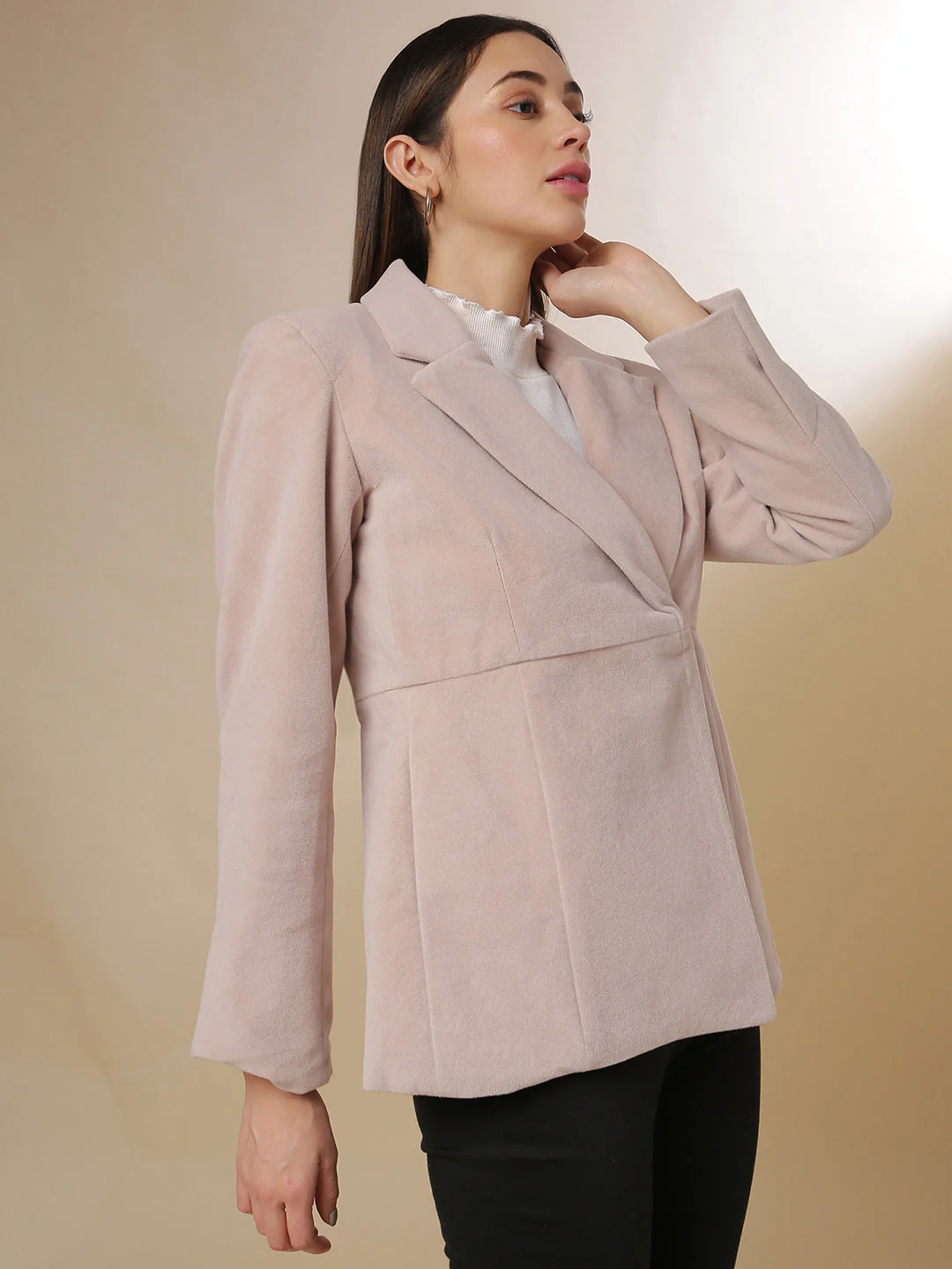 Solid Single-Breasted Blazer - Image 4