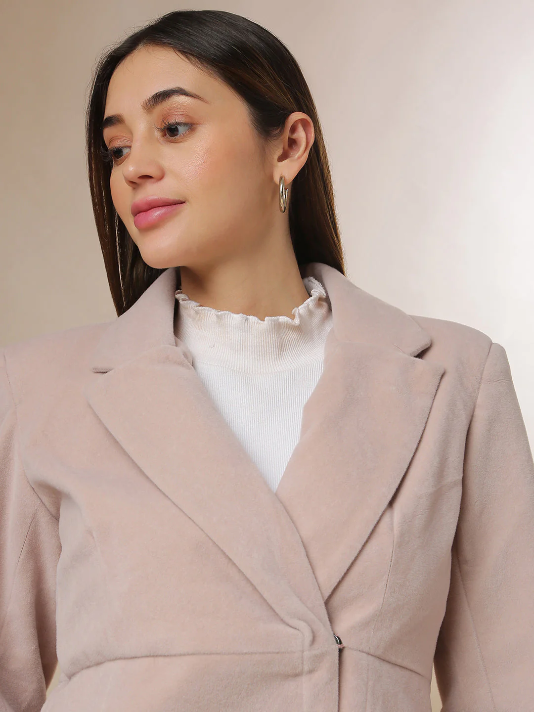 Solid Single-Breasted Blazer - Image 6