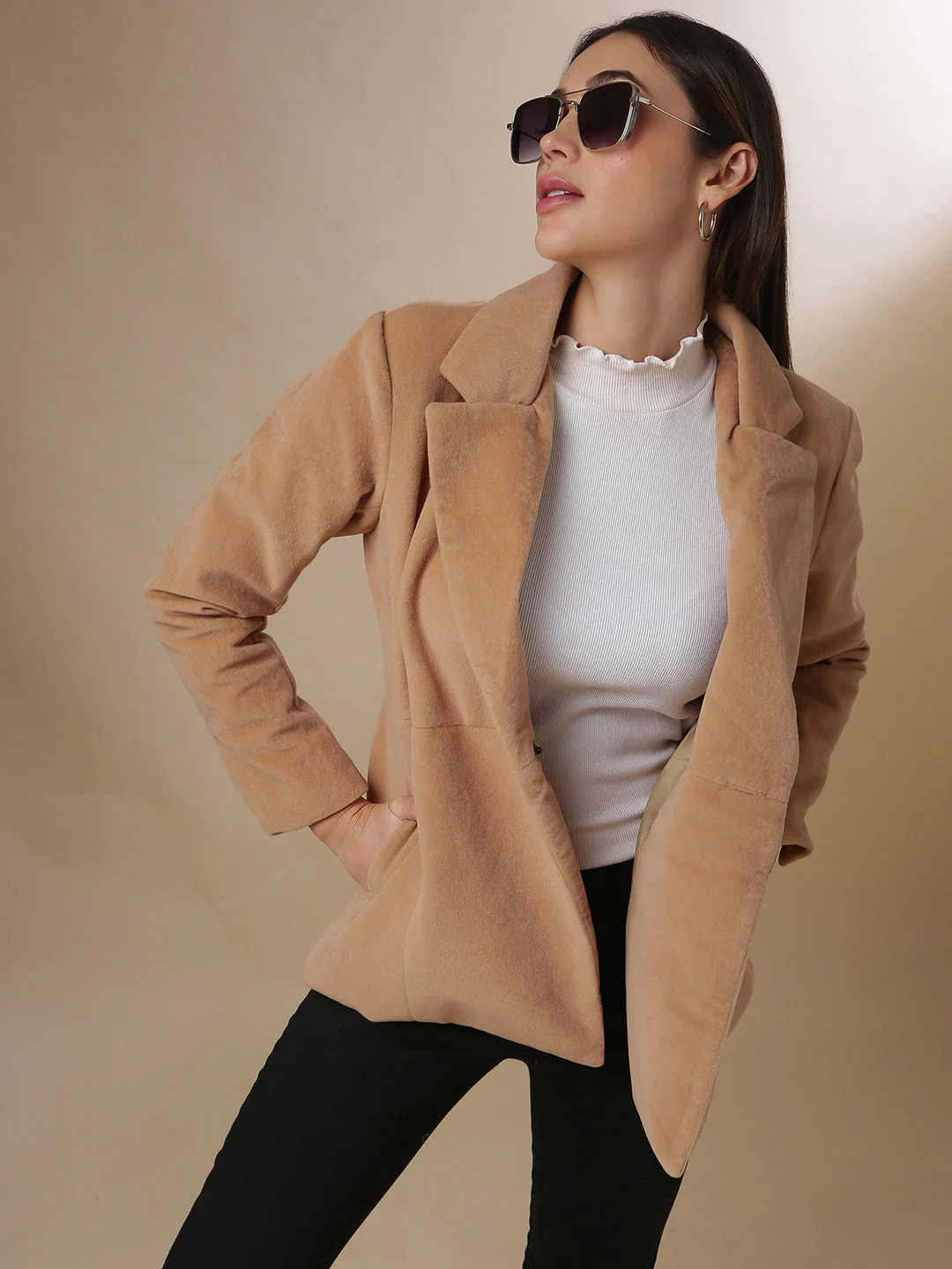Solid Single-Breasted Blazer