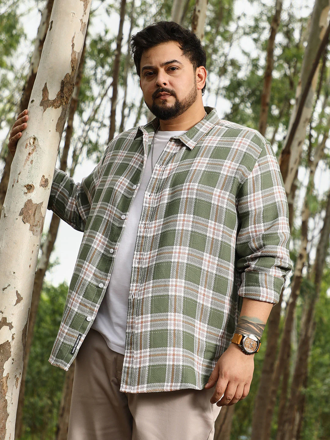 Sonic-Plaid Check Jacquard Shirt - Image 9