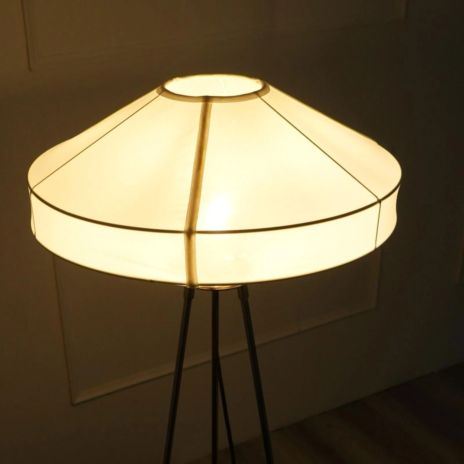 Space Rover Floor Lamp - Tripod Floor Light, Nickle Base And Elegant Fabric Shade Tripod Standing Lamp - Image 3