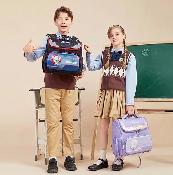 Space Theme Fully Open Design Kindergarten Backpack for Kids - Image 9