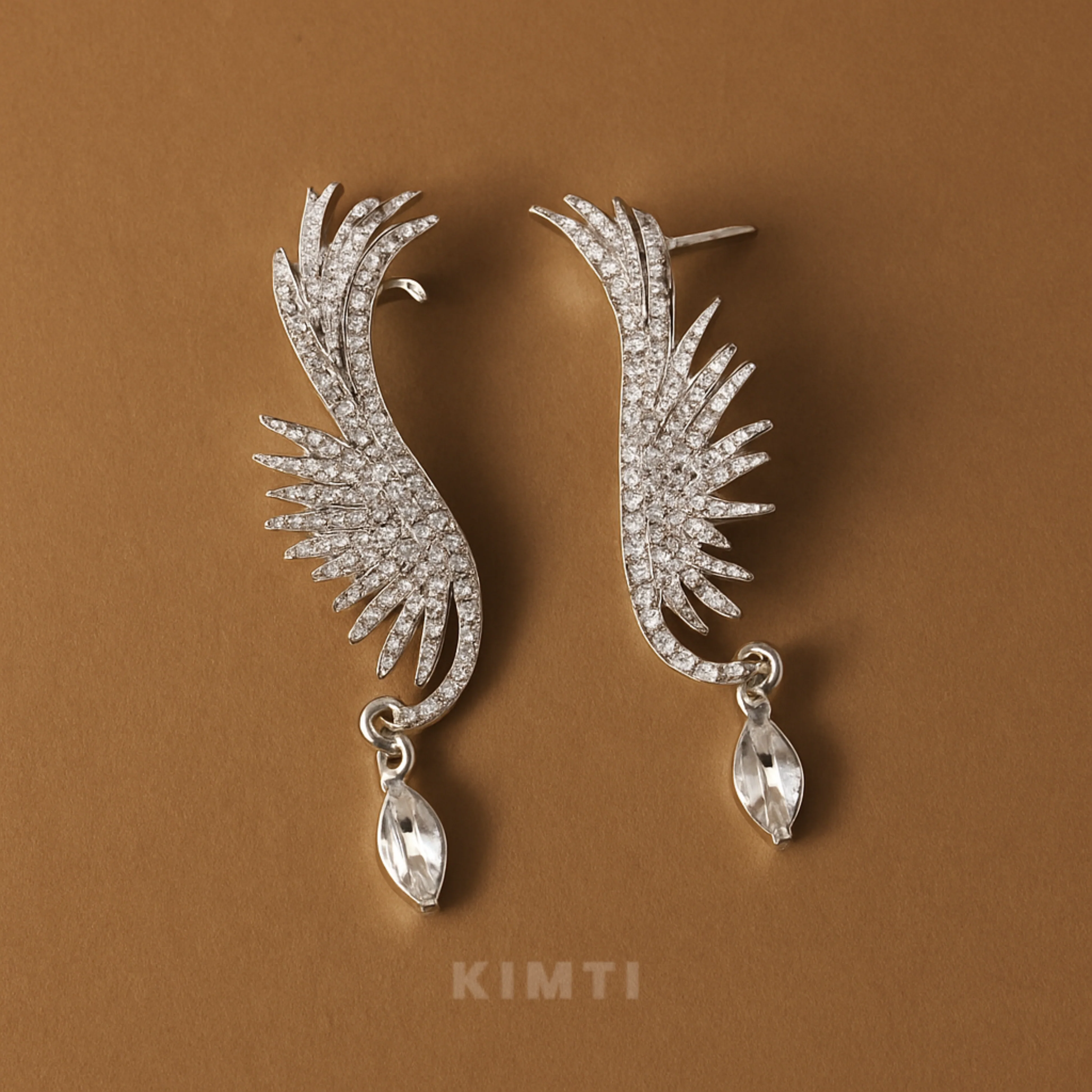 Sparkling Wing-Shaped Statement Earrings - Image 2