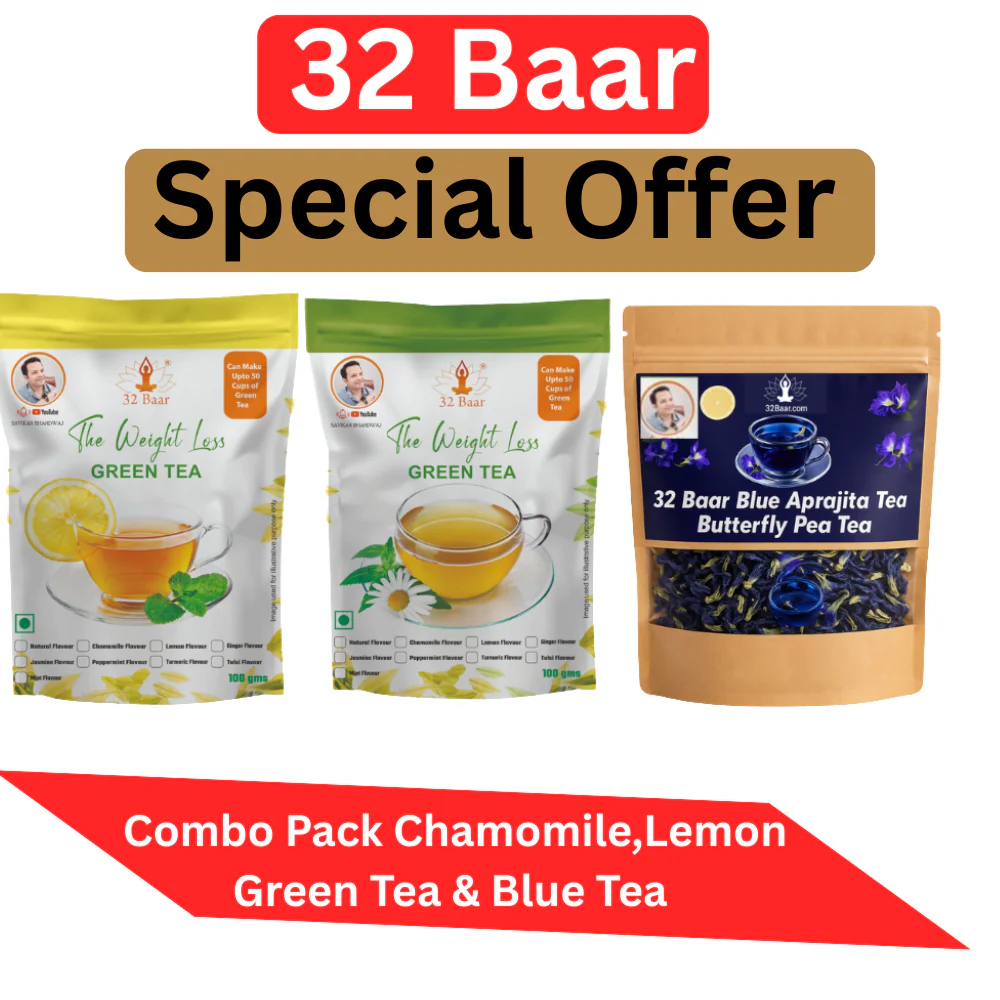 SPECIAL OFFER PACK OF CHAMOMILE AND LEMON GREEN TEA WITH APRAJITA BLUE TEA - Image 2