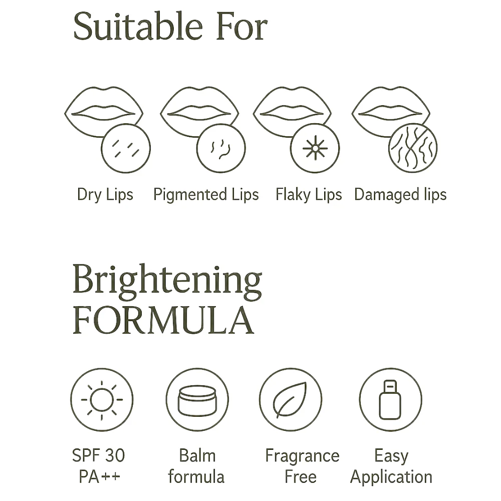 SPF 30 PA++ Brightening Lip Balm with Vitamin C & Hyaluronic Acid 5g | Sun Protection & Hydration - Image 4