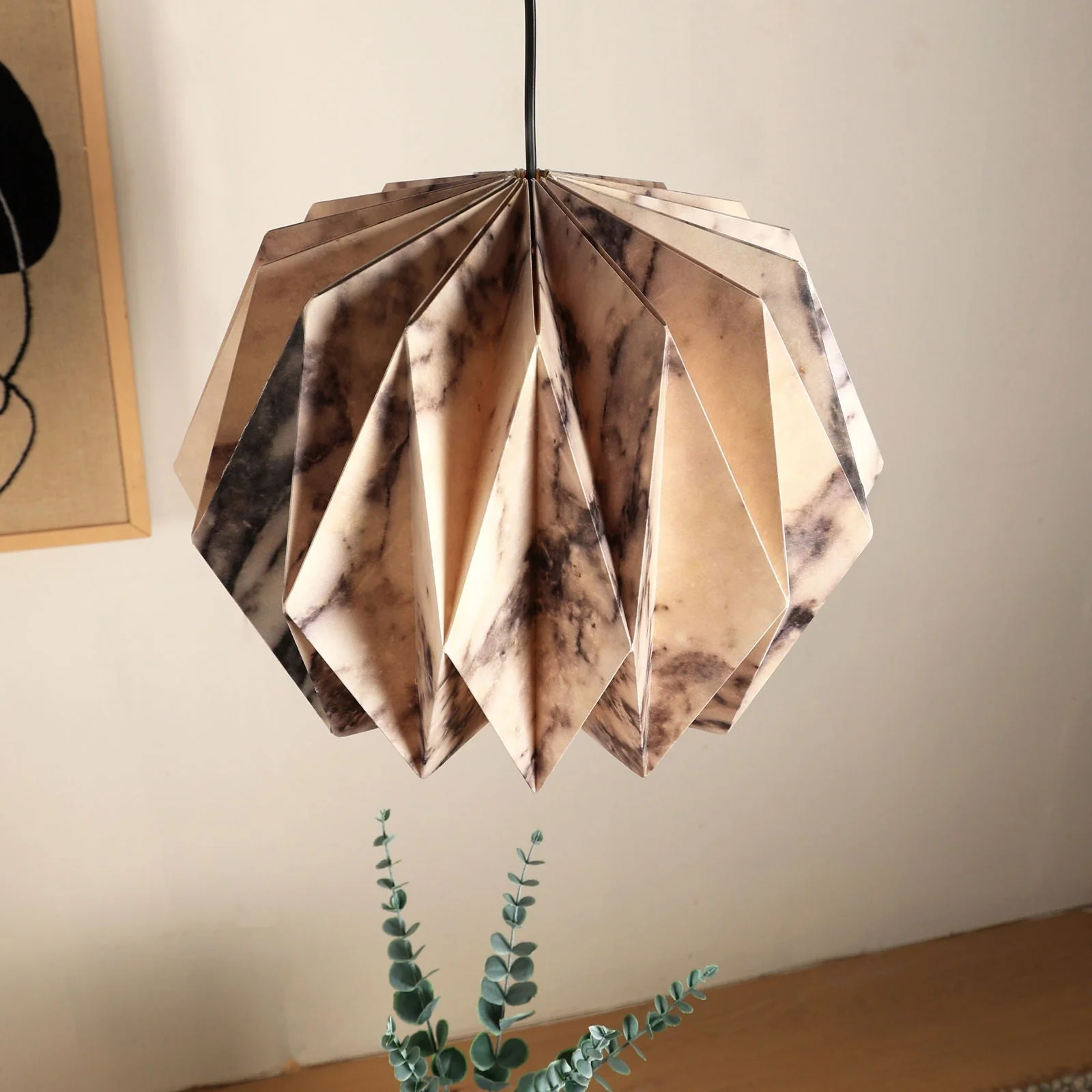 Sphere Pendant Light (Marble Print) - Marble Print, Origami Pendant Lamp, Best Design Messe Frankfurt Trends 2024 For Hanging Light - Image 6