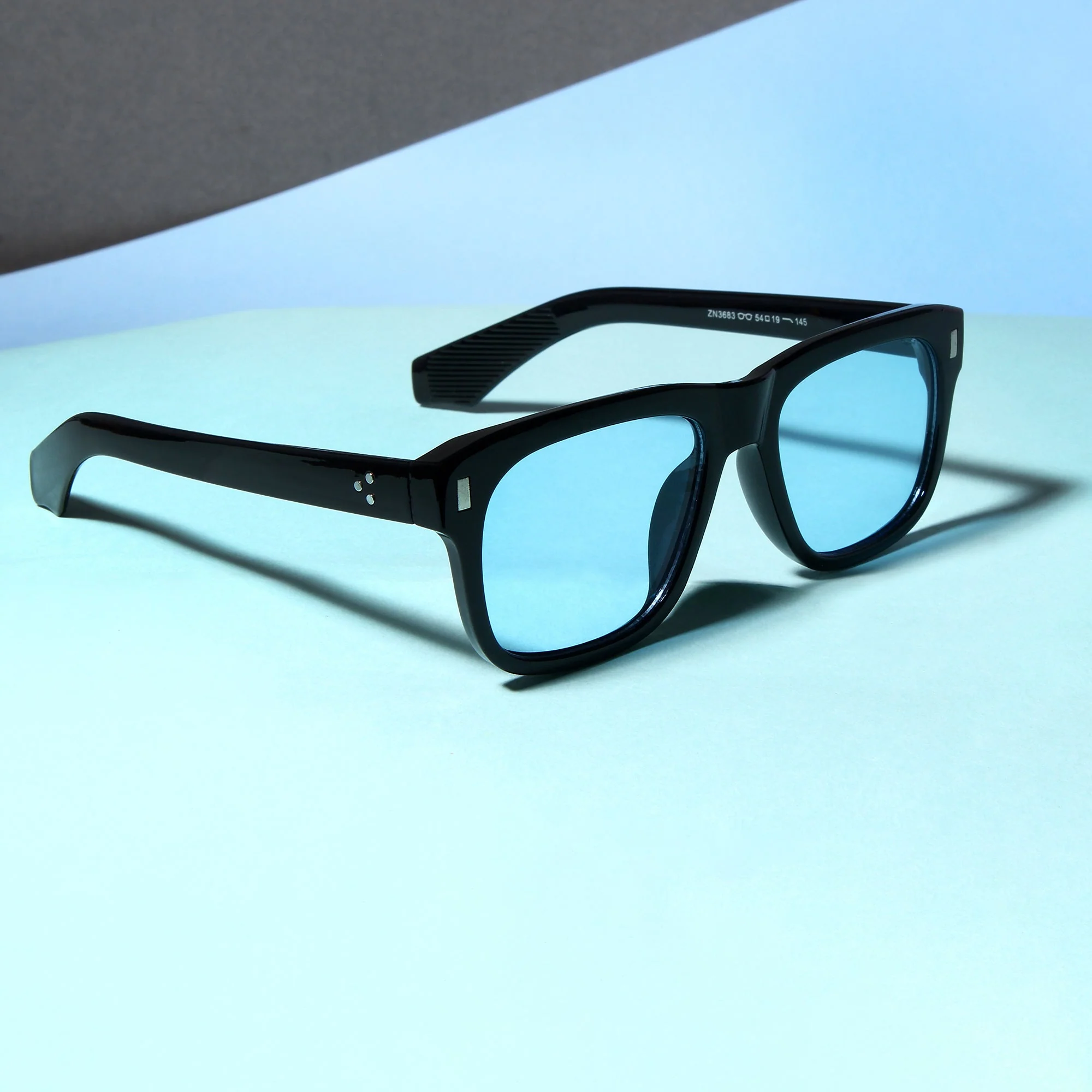 Spider Black Blue Rectangle Sunglasses - Image 12