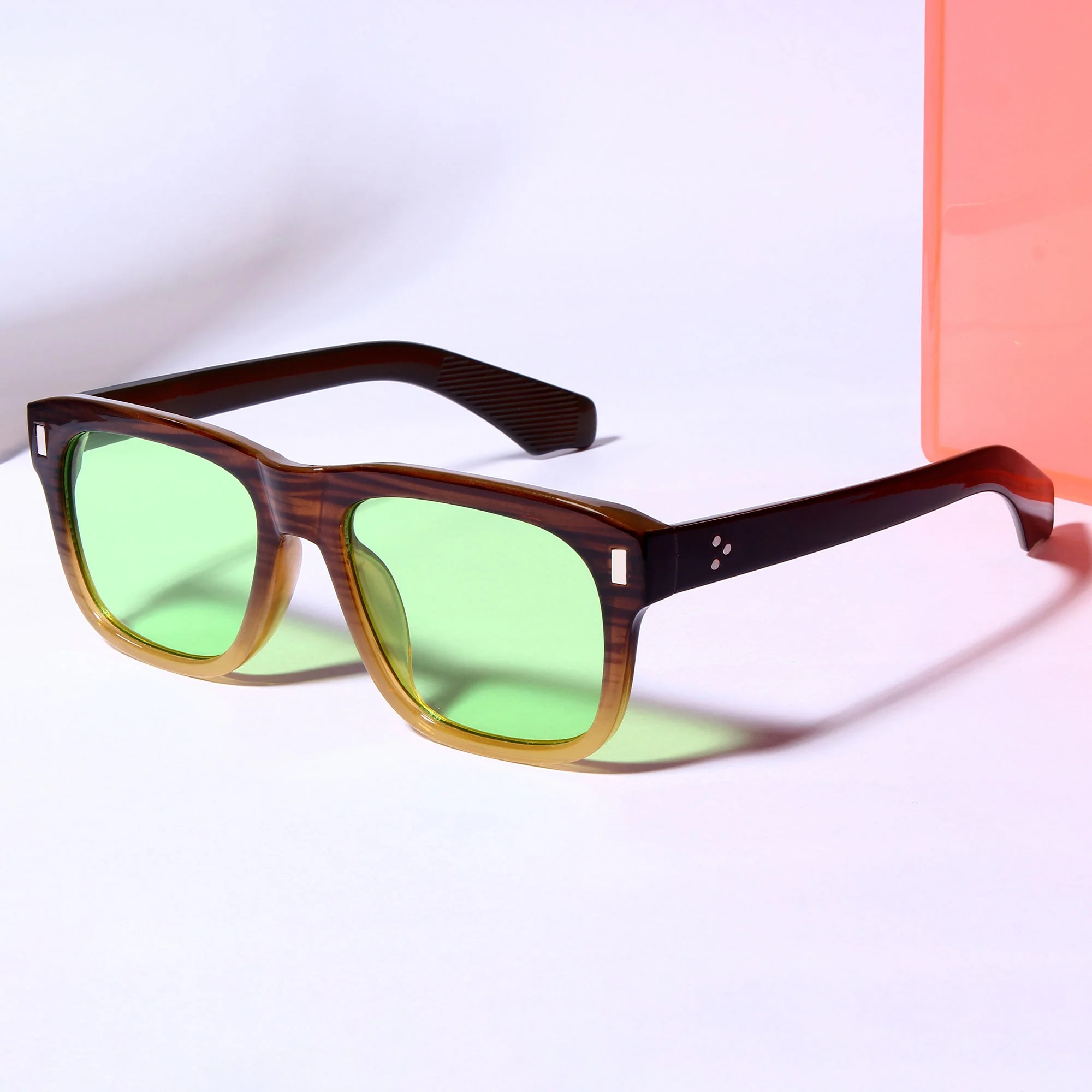 Spider Brown Green Rectangle Sunglasses - Image 5
