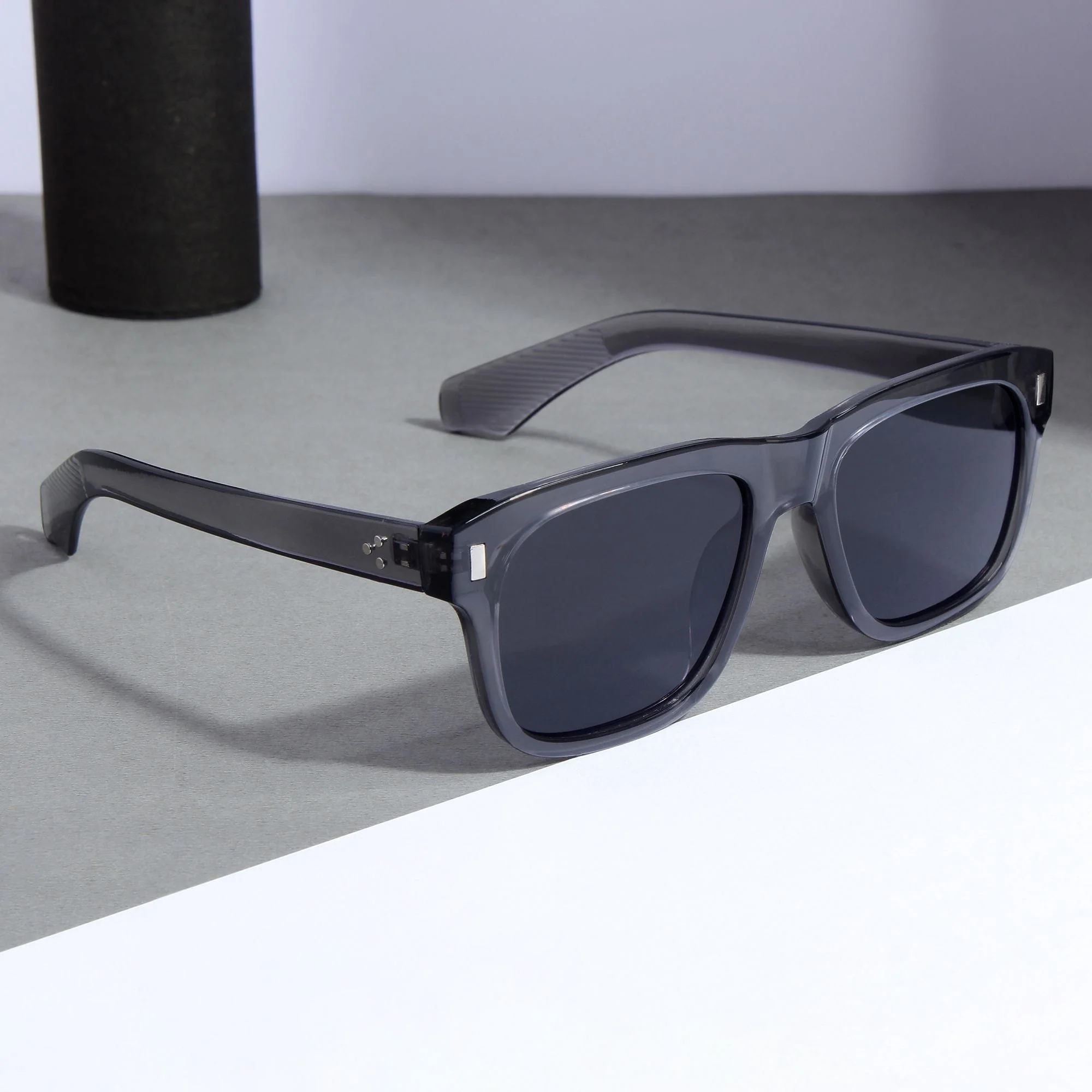 Spider Grey Black Rectangle Sunglasses - Image 5