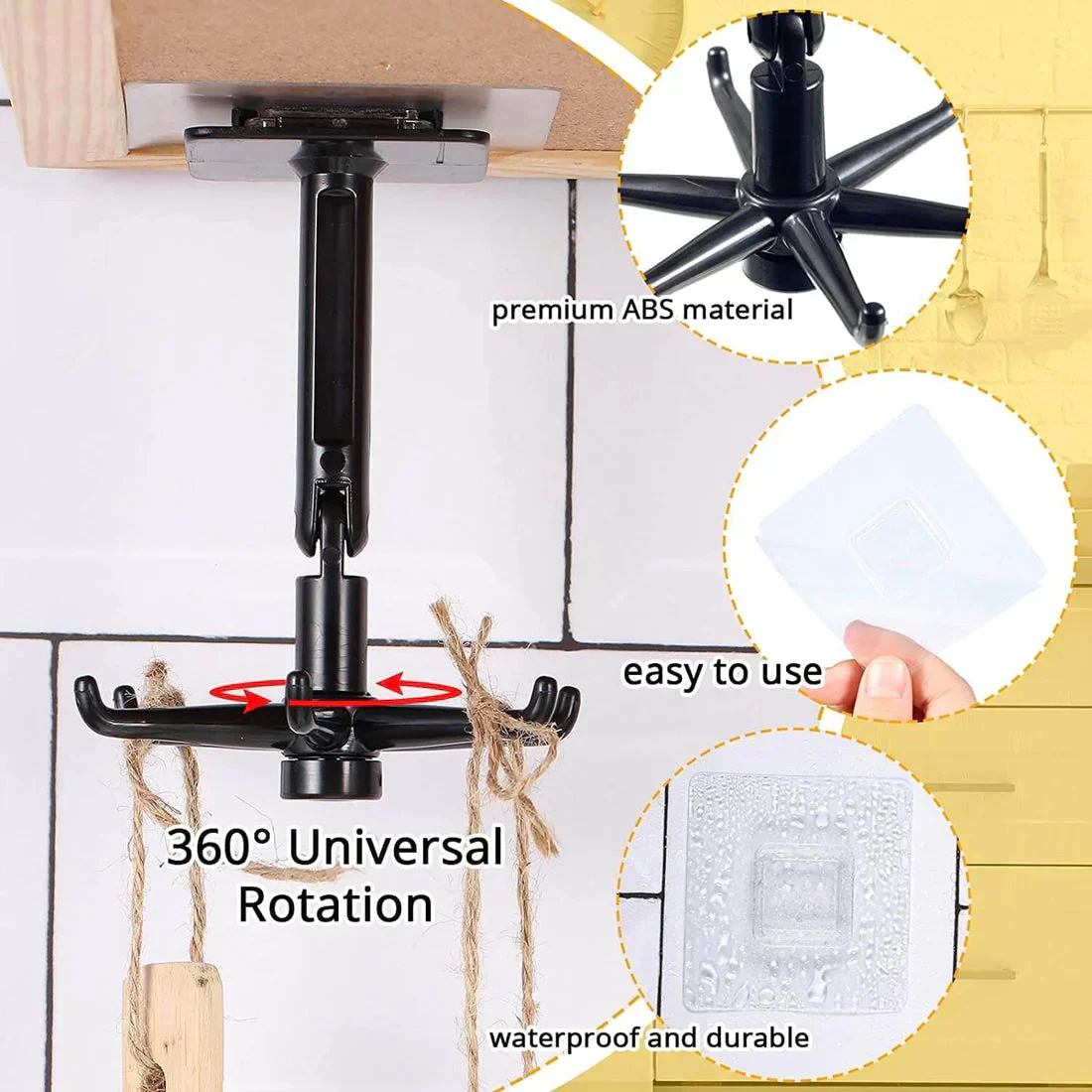 SpinHook: 360° Rotating Hook for Kitchen Organization (Pack of 2) - Image 5