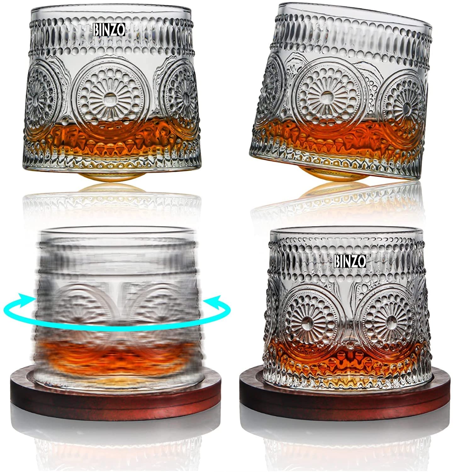 Spinning Antique Whiskey Glass 200ml (Set of 6) - Image 3