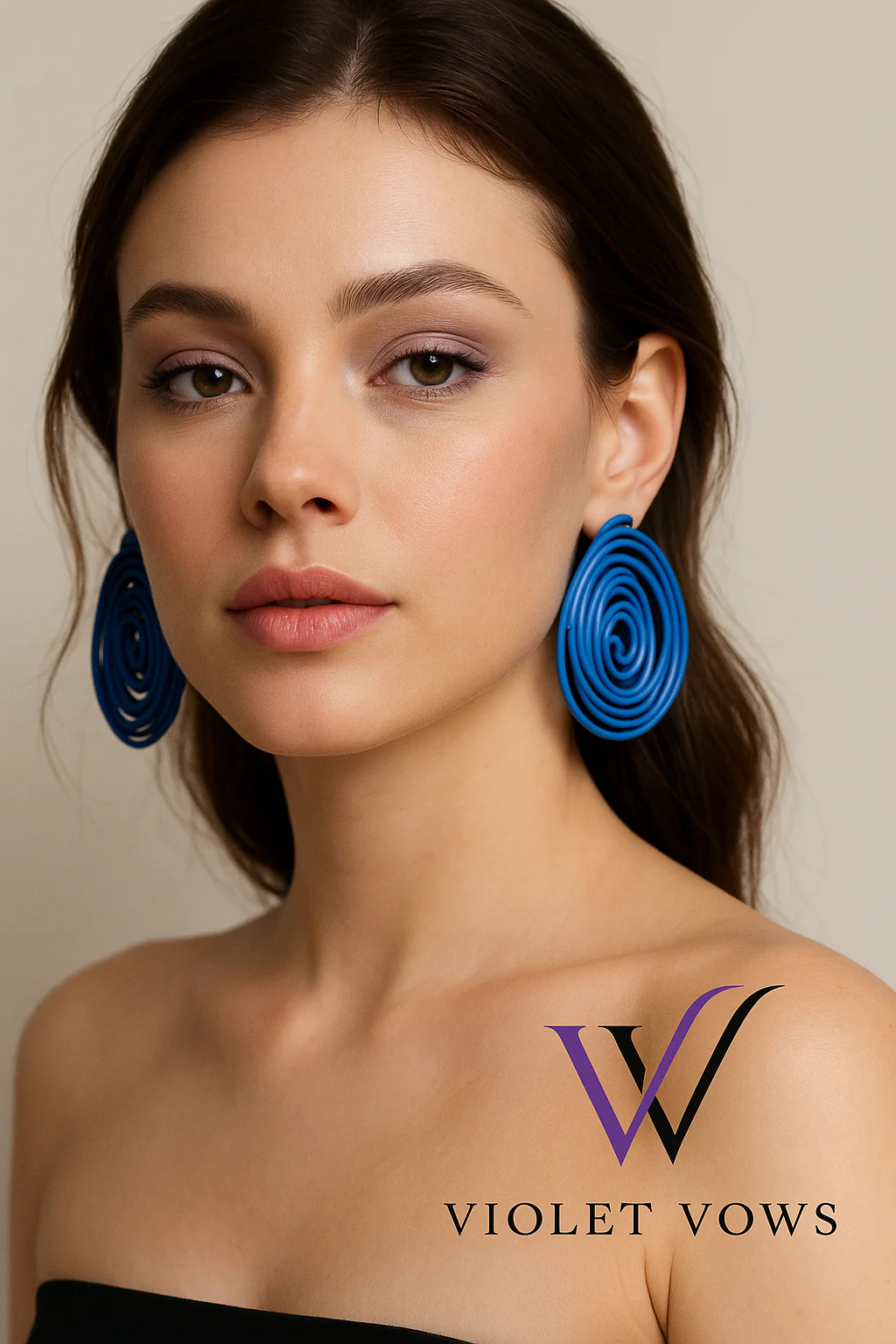 Spiral Blue Fashion Accessory Earrings - Image 2