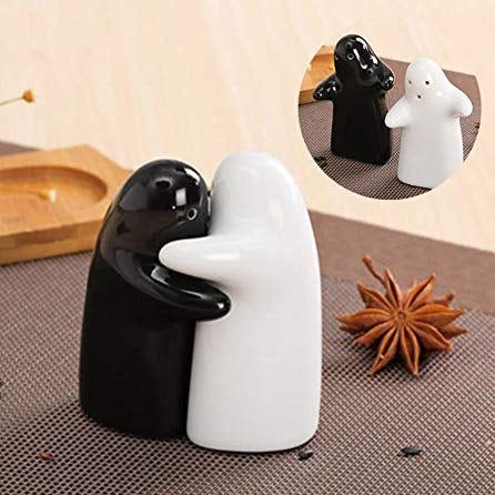 Spooki: Ceramic Salt & Pepper Shaker Set with Cute Hug Design, Easy Refill & Dispense, Black & White Couple Seasoning Jars for Dining, Kitchen & Gift Décor - Image 5