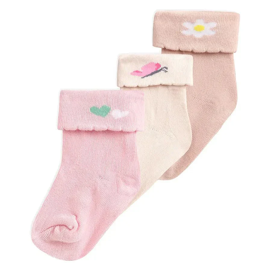 Spring Rib Baby Girl Mid Calf Socks Set Of 3