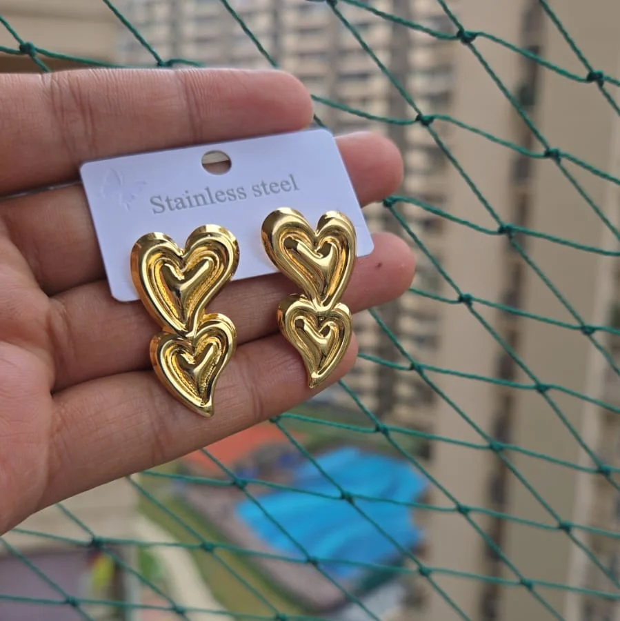 Stacked Heart Studs - Image 4