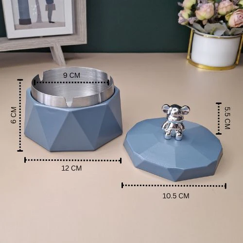 Stainless Steel & Plastic Base Portable Ashtray Spinning Lid Modern Tabletop Ashtray - Image 11
