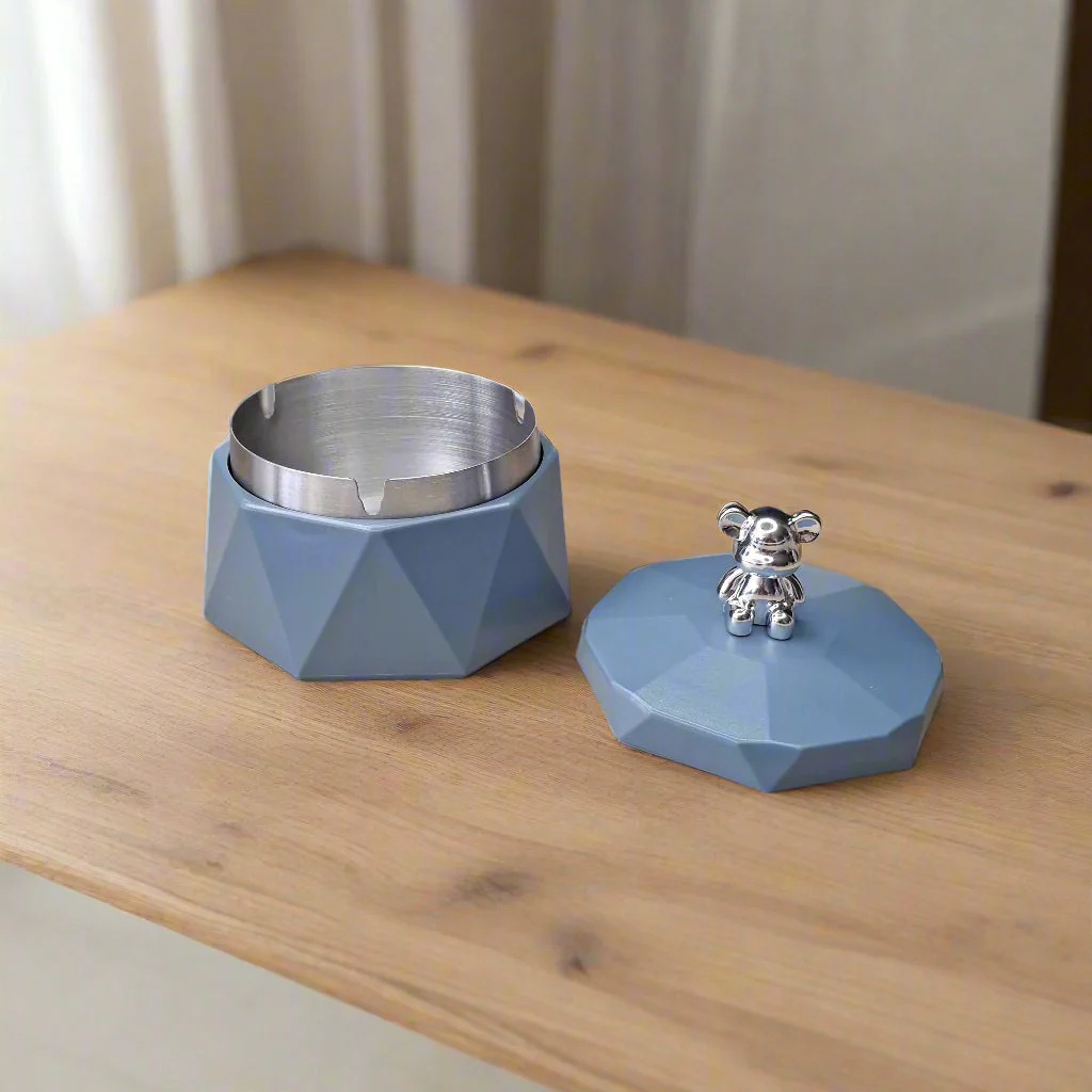 Stainless Steel & Plastic Base Portable Ashtray Spinning Lid Modern Tabletop Ashtray - Image 9