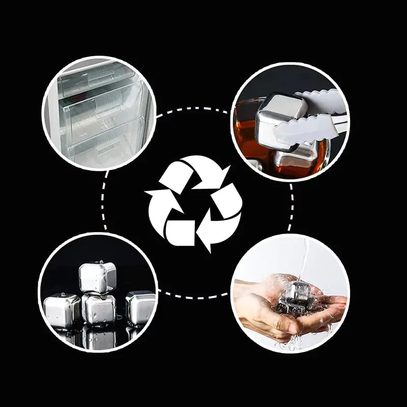 Stainless Steel Whisky Cubes Set Reusable Ice Stones For Bourbon Lovers, Cocktails, Cooling Drinks 8 pieces - Image 5