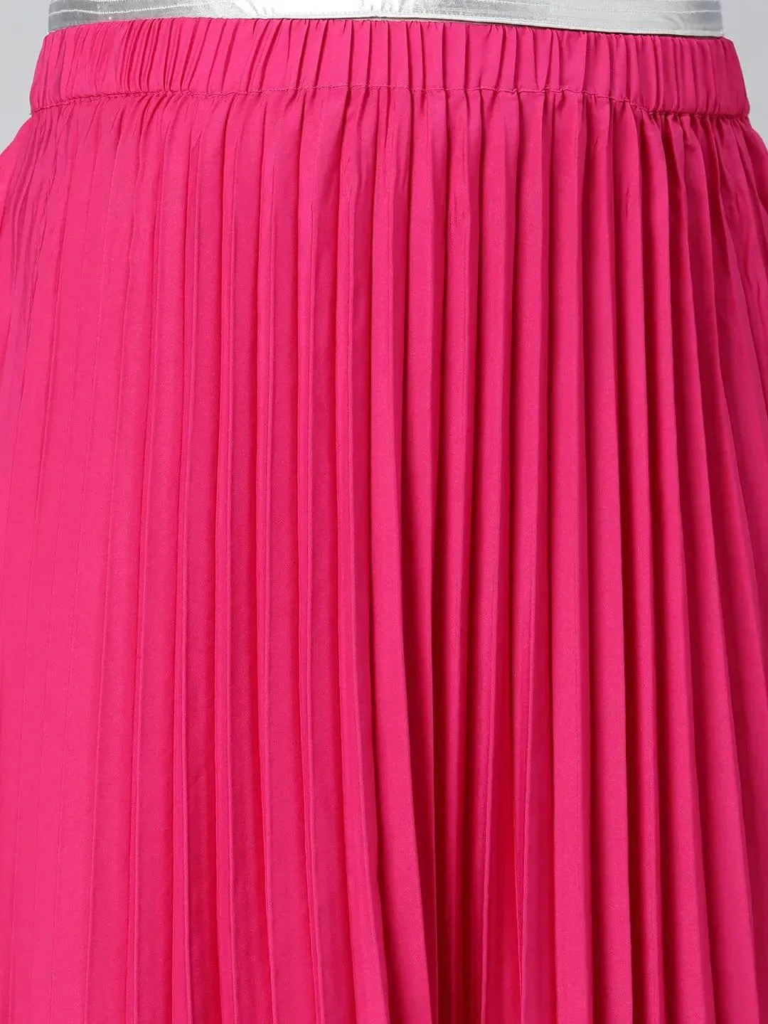 Starlight Pink Elasticated Pleated Plus Size Skirt - Image 7