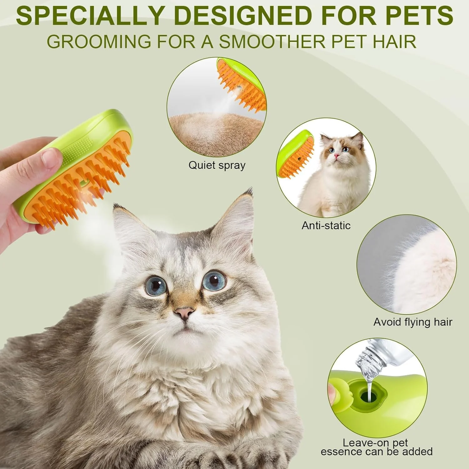 Steamu: 3-in-1 Pet Hairbrush with Steam for Gentle Grooming & Shedding Control in Cats & Dogs - Image 8