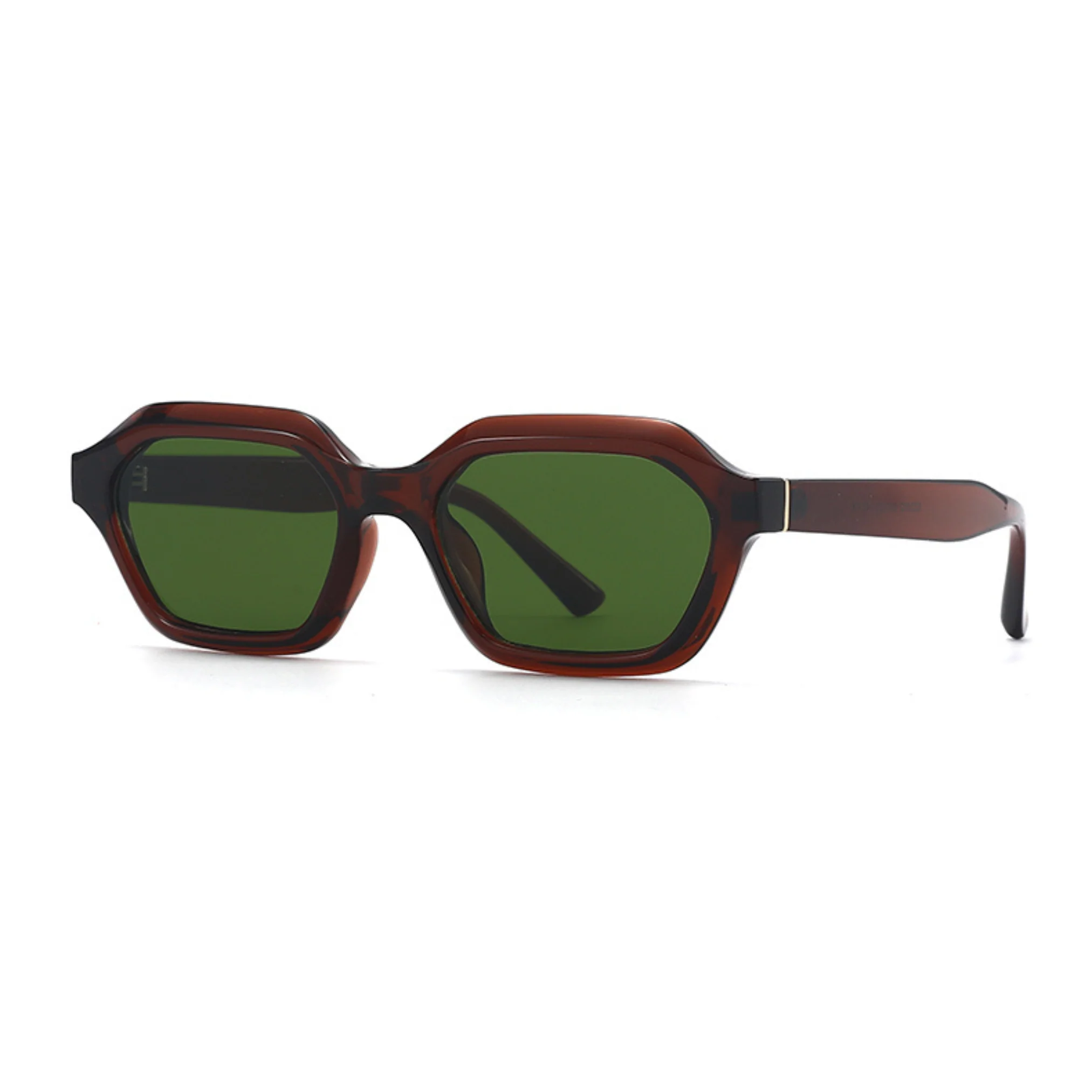 Stellan Brown Green Retro Square Sunglasses - Image 5