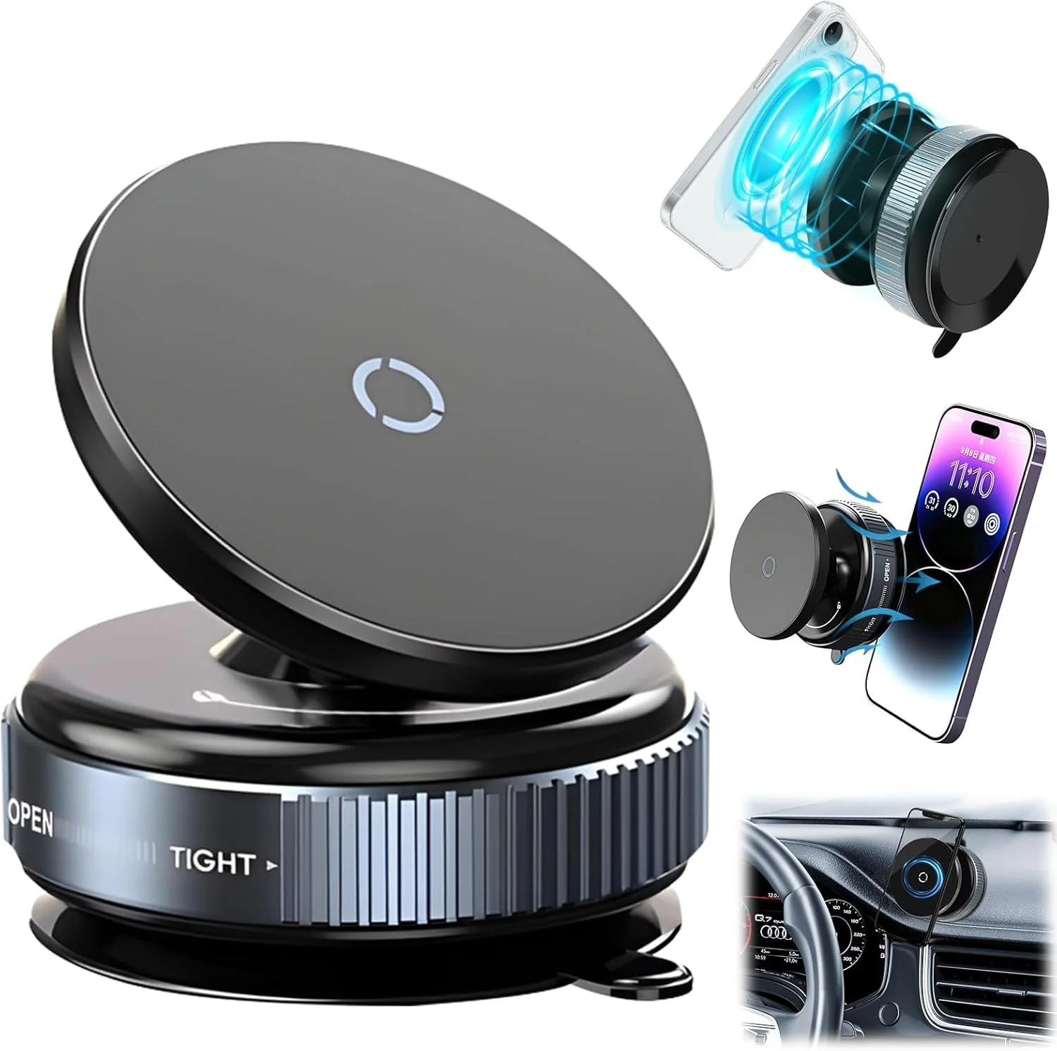 Stikko: Magsafe Strong Rotatable Suction Phone Holder for Car, Shower, Gym, Mi – Includes Magnet Ring - Image 8