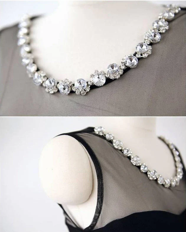 Stone Studded Black Skater Dress - Image 4