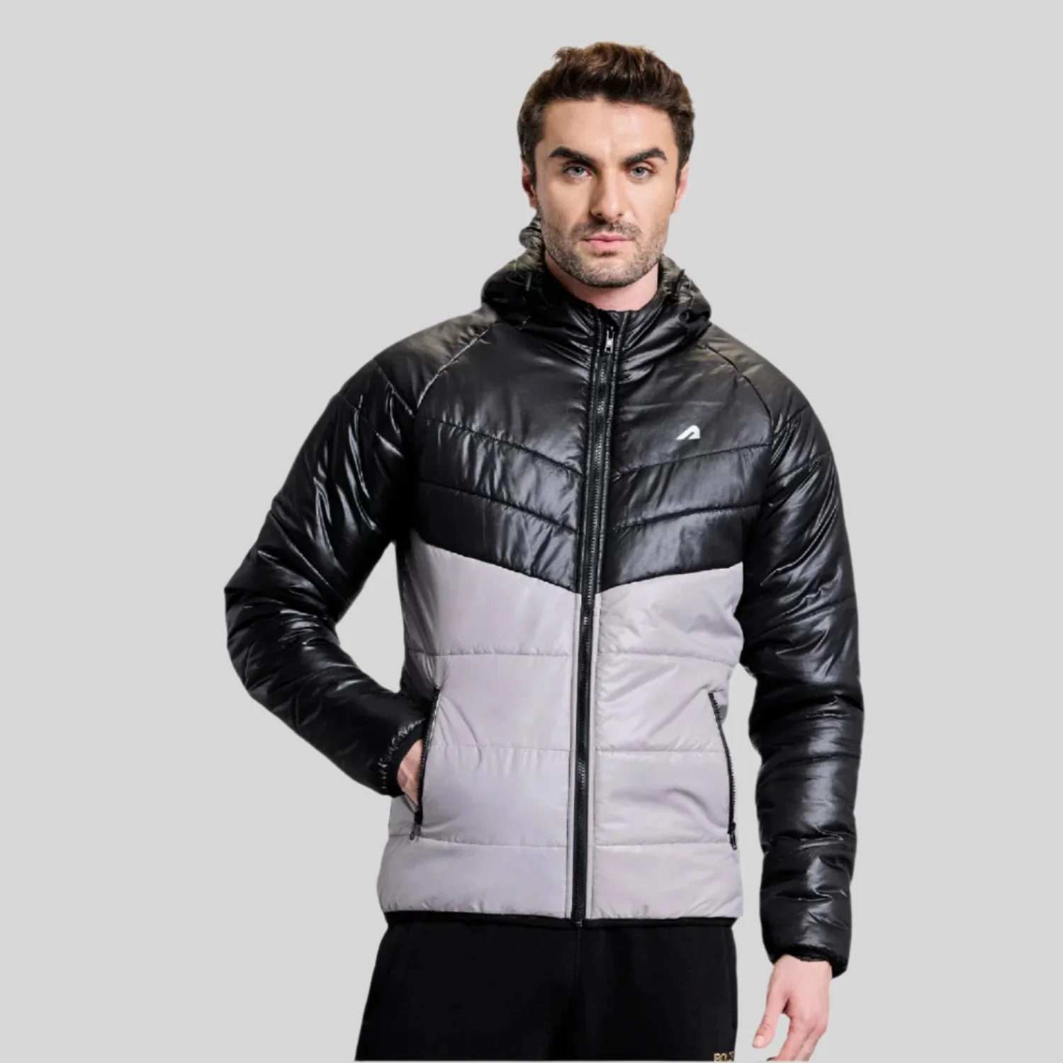Storm Mens Puffer Jacket - Grey/Black - Image 14