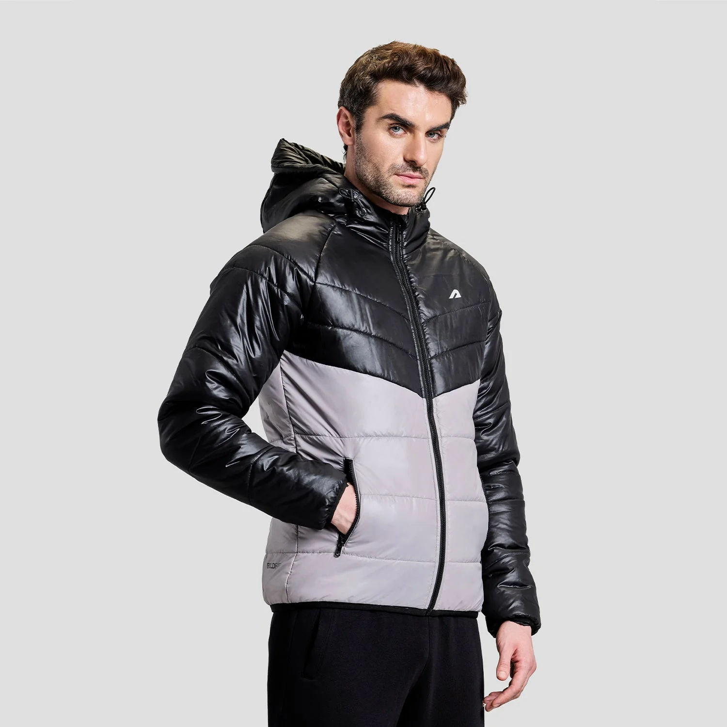Storm Mens Puffer Jacket - Grey/Black - Image 2