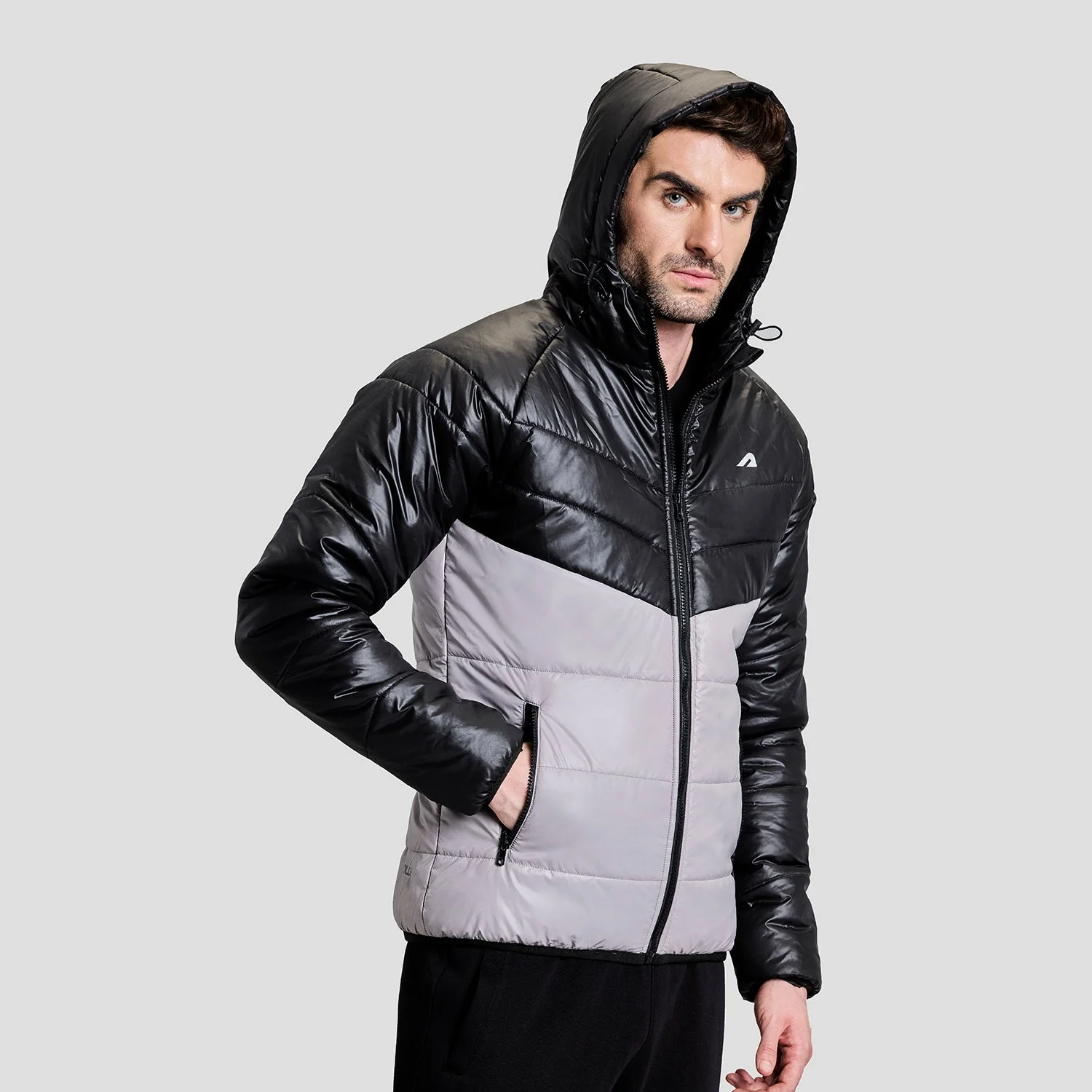 Storm Mens Puffer Jacket - Grey/Black - Image 4