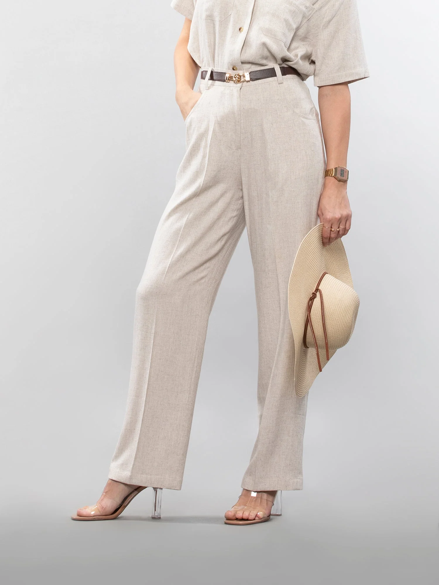 Straight linen pants - Image 28