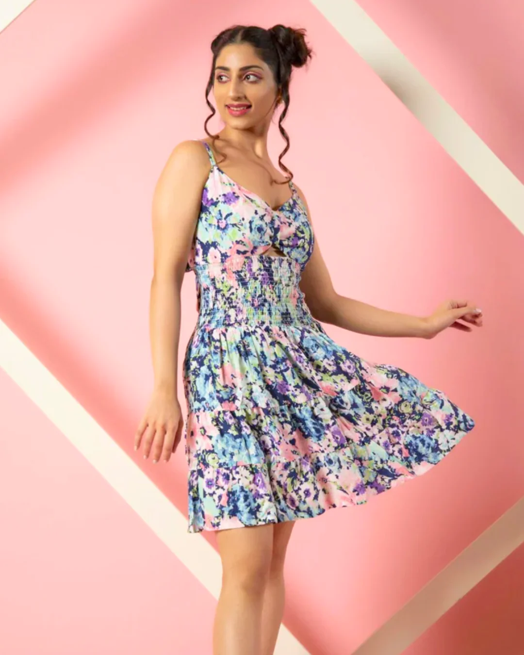Stretchable A-Line Crepe Fit Mini Dress - Image 12