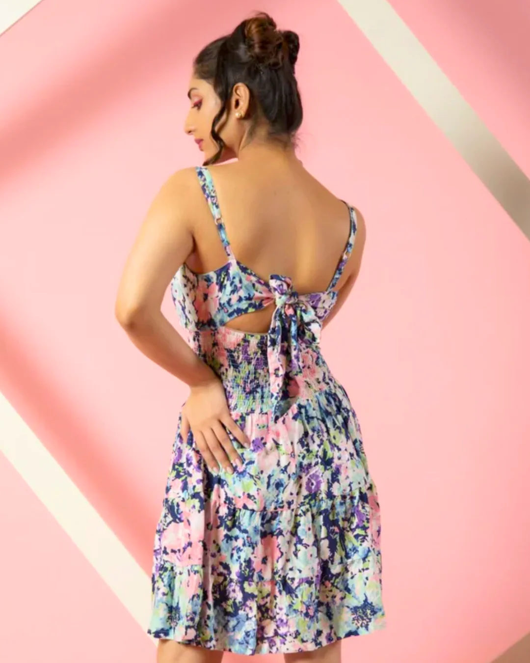 Stretchable A-Line Crepe Fit Mini Dress - Image 13
