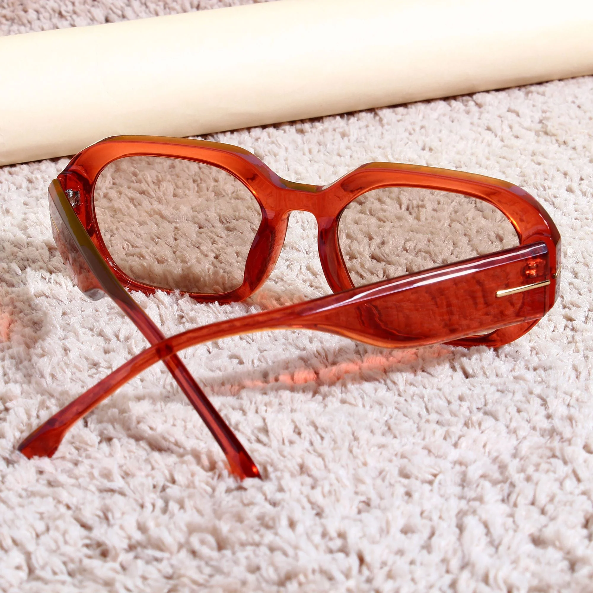 Striker Wine Light Brown Rectangle Sunglasses - Image 6