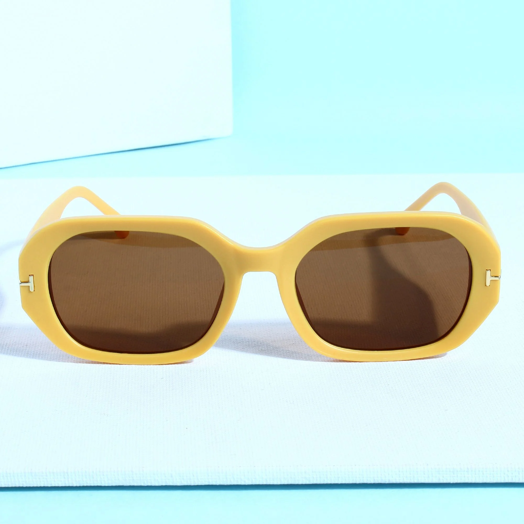 Striker Yellow Brown Rectangle Sunglasses - Image 2