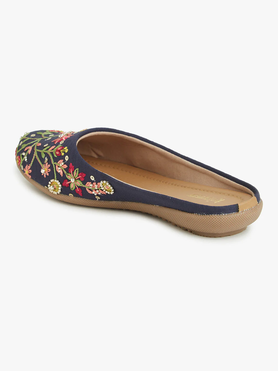 Stylish Women's Round Toe Shoes in Blue with Embroidered & Handwork - Image 5