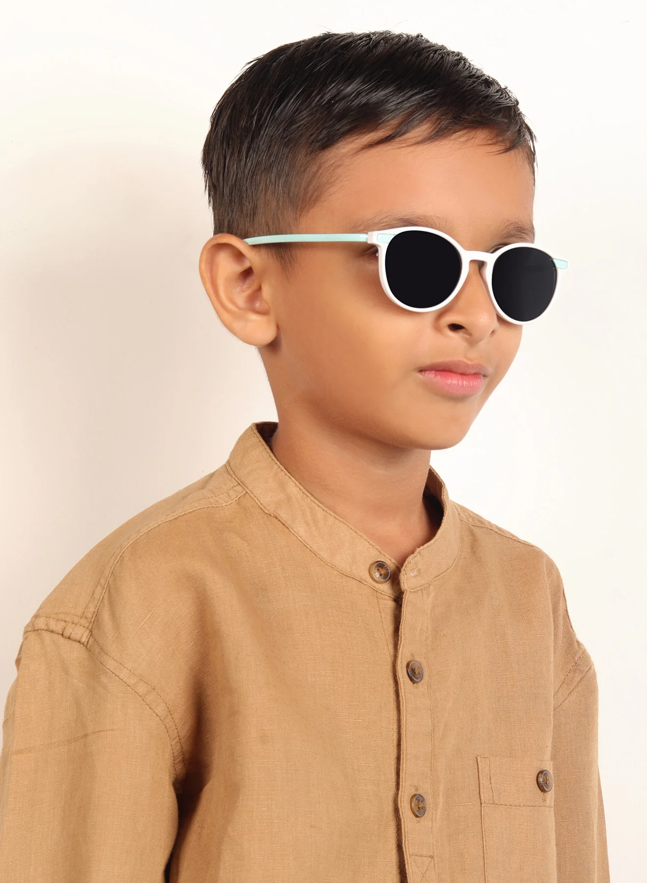 Sugarglint White & Aqua Blue Wayfarer Kids Sunglasses - Image 7