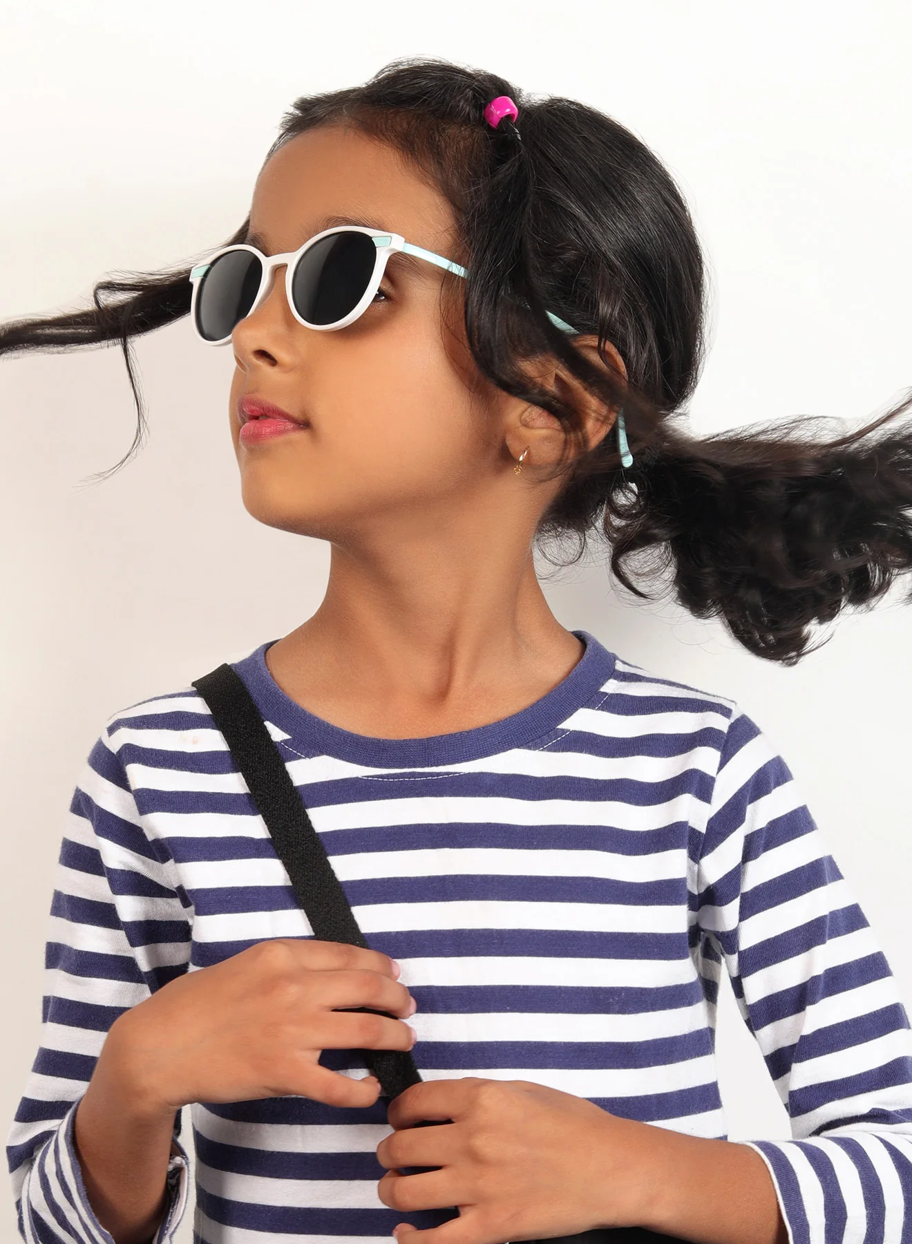 Sugarglint White & Aqua Blue Wayfarer Kids Sunglasses - Image 9