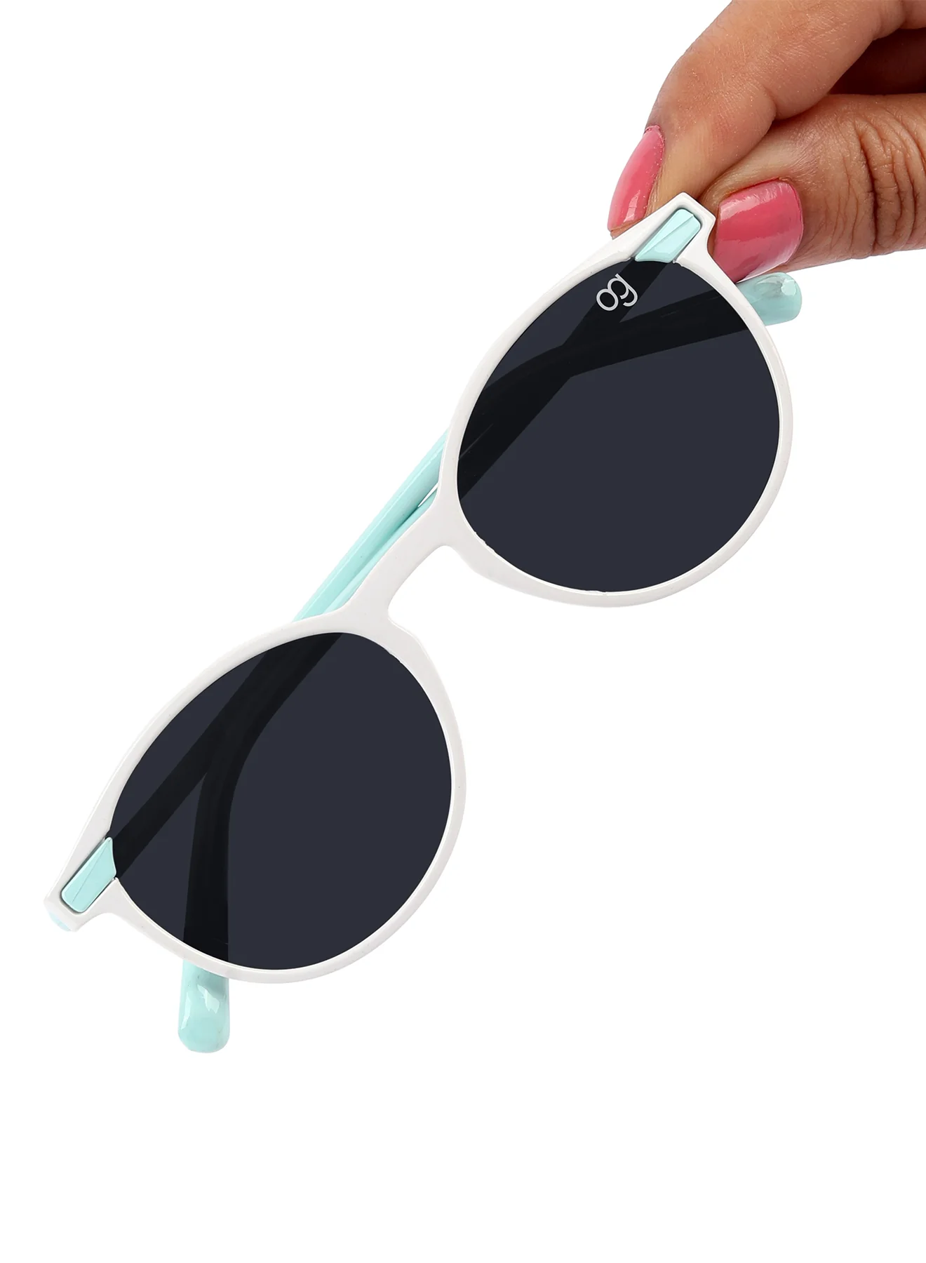 Sugarglint White & Aqua Blue Wayfarer Kids Sunglasses - Image 5