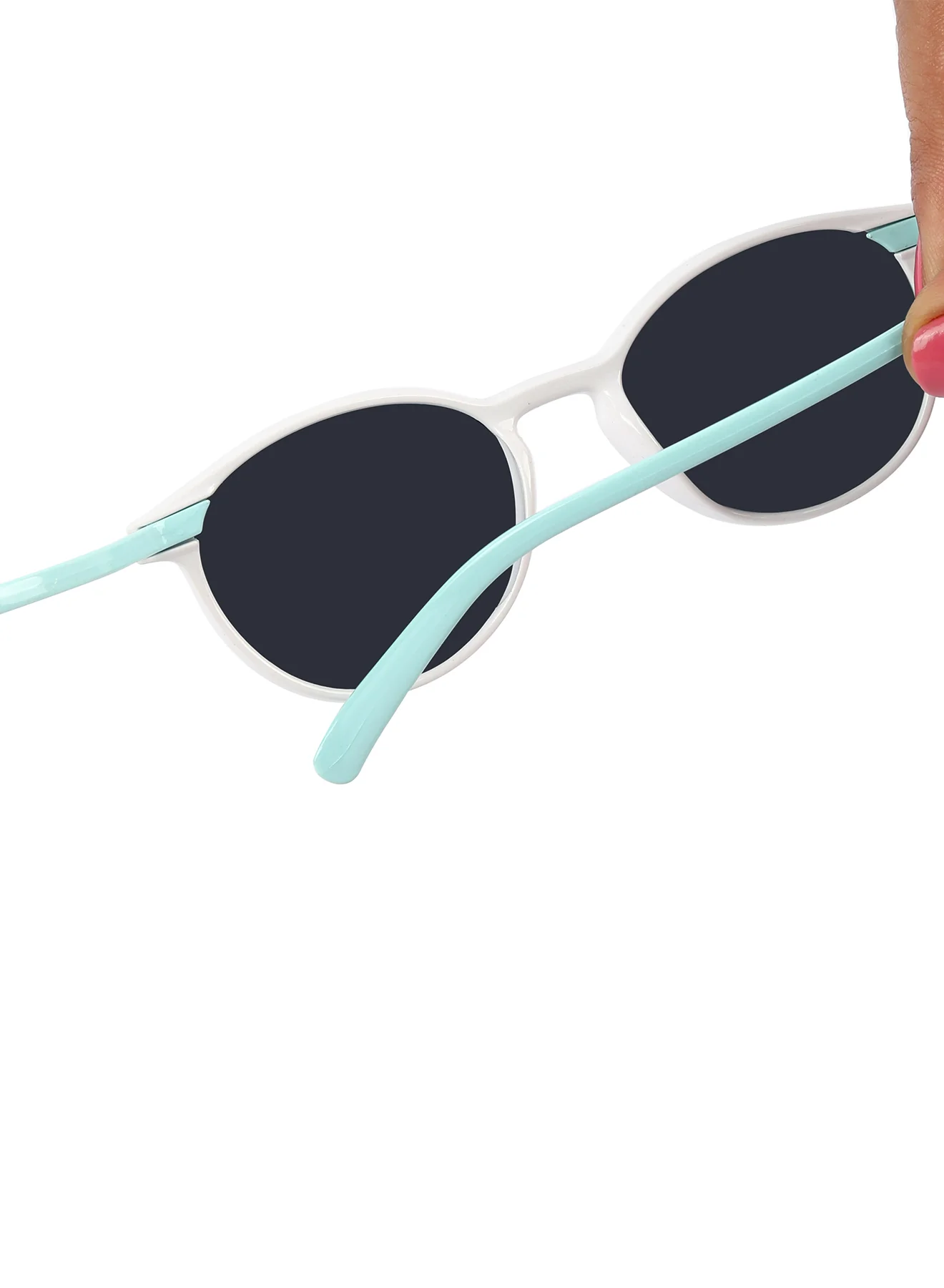 Sugarglint White & Aqua Blue Wayfarer Kids Sunglasses - Image 4
