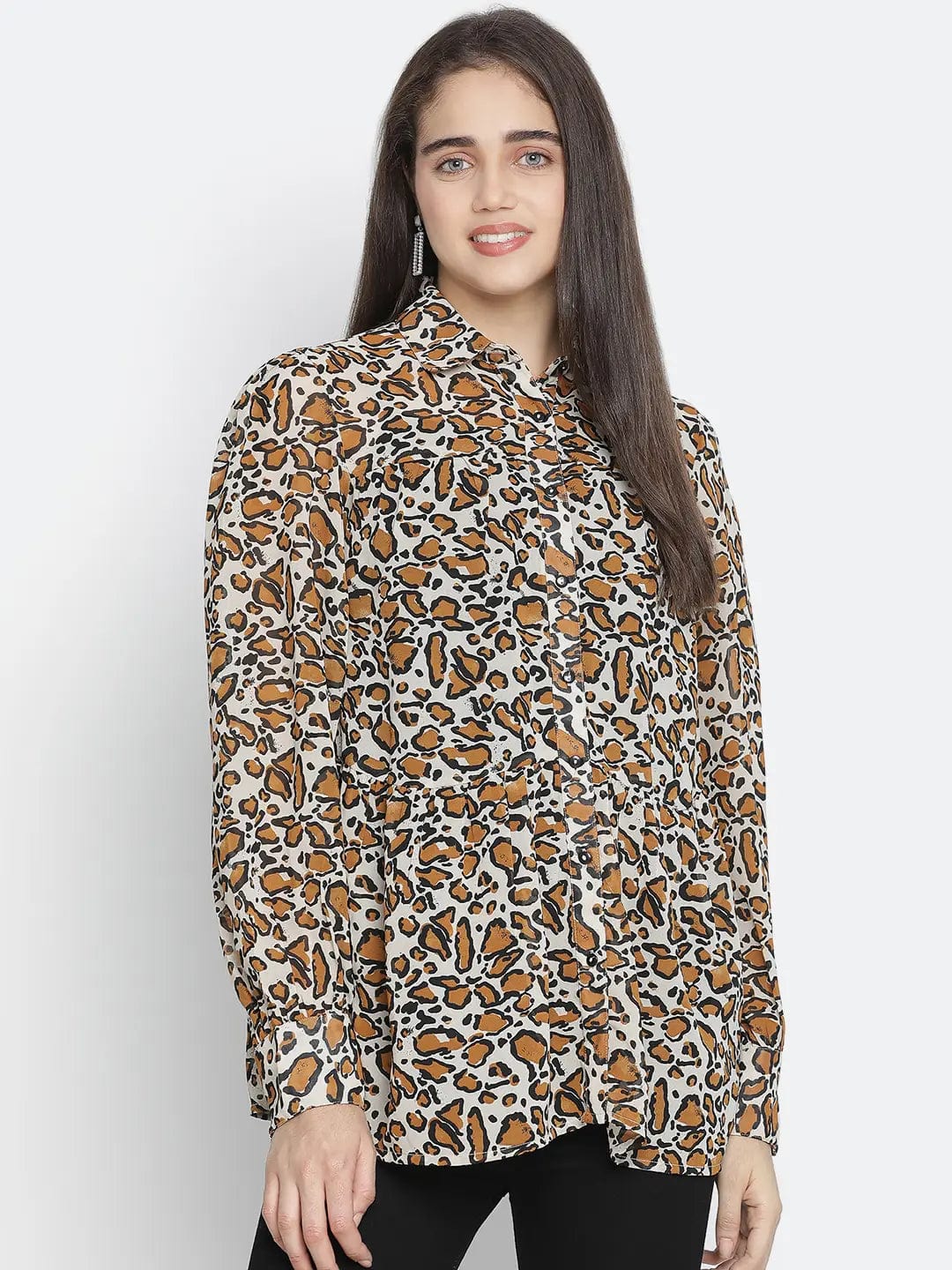 Sulit Happy Brown Animal Print Women Shirt