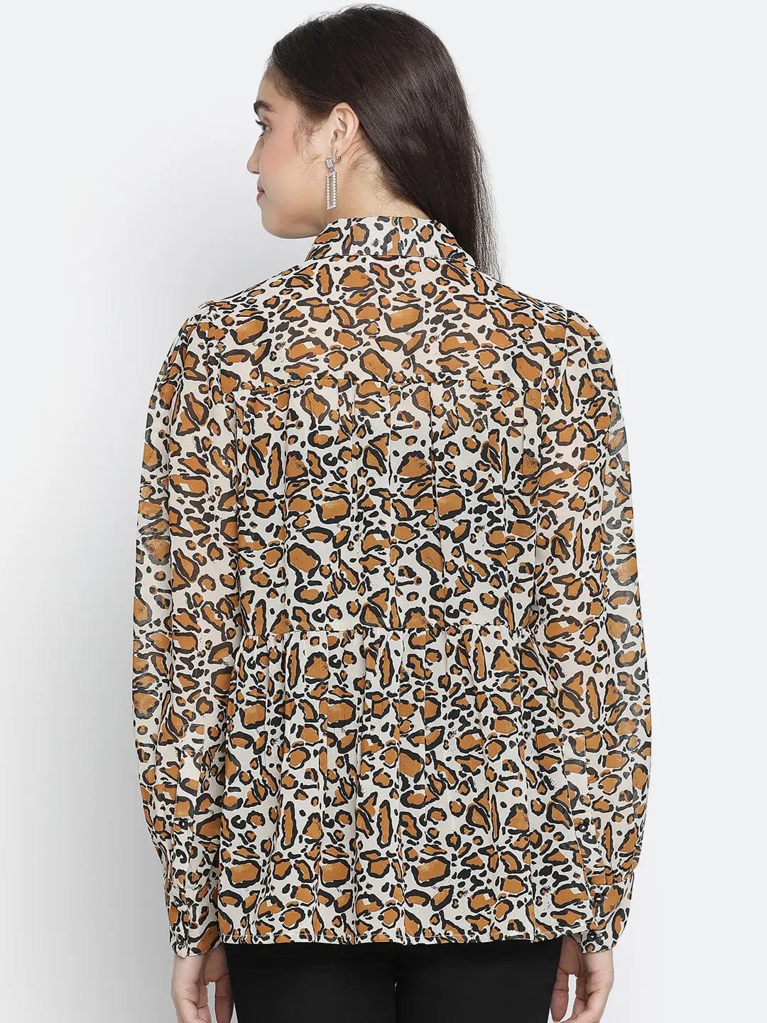 Sulit Happy Brown Animal Print Women Shirt - Image 5