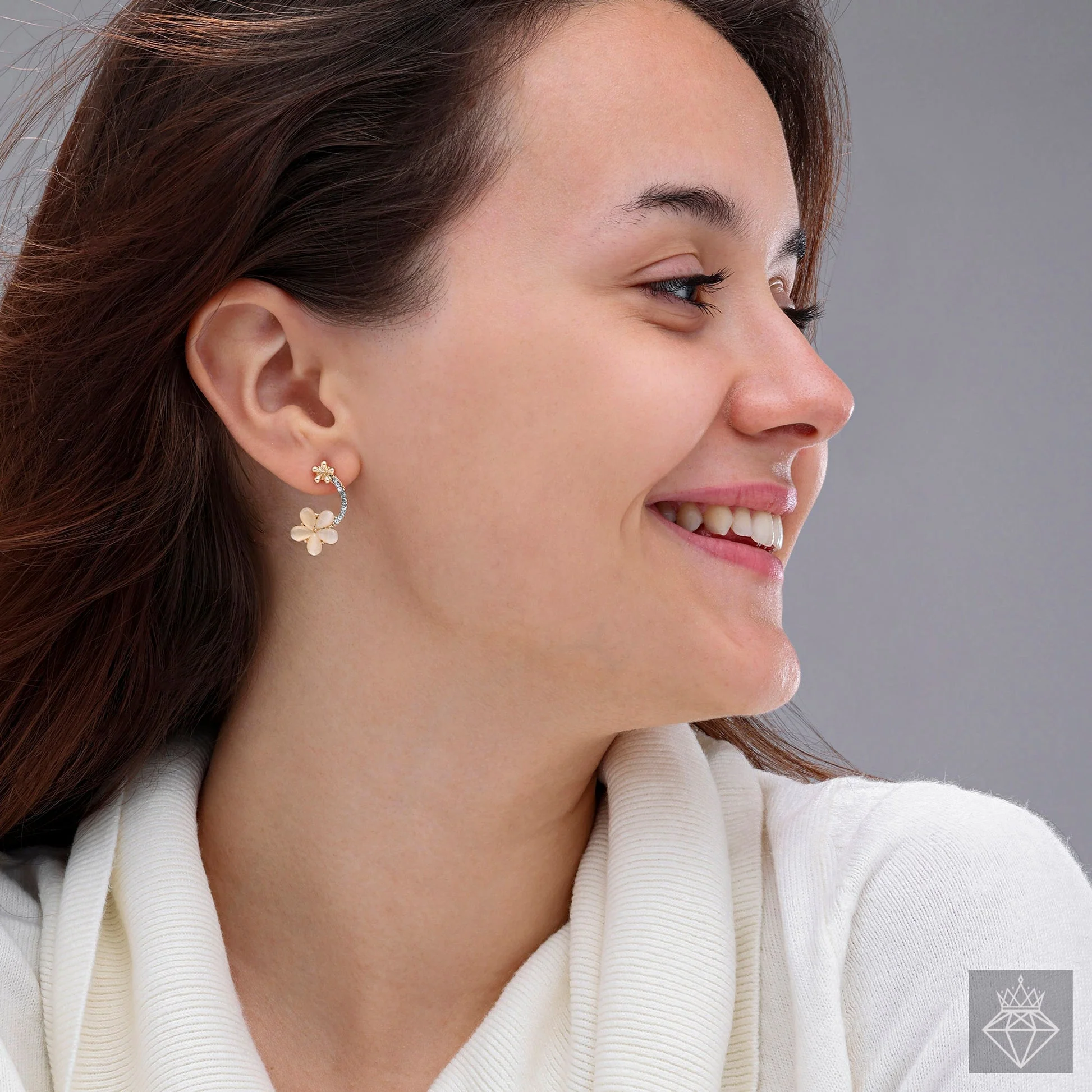 Summer Flower White Dangler Earring - Image 3