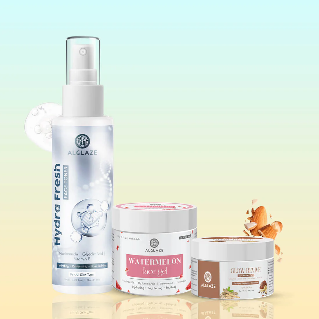 Summer Rescue Kit | Watermelon Face Gel + Glow Revive De-Tan Face Pack + Hydra Fresh Toner - Image 2