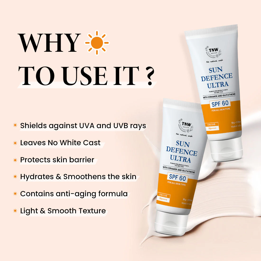 Sun Defence SPF 60 Cream with Glutathione | Protection Against UVA/UVB. - Image 4